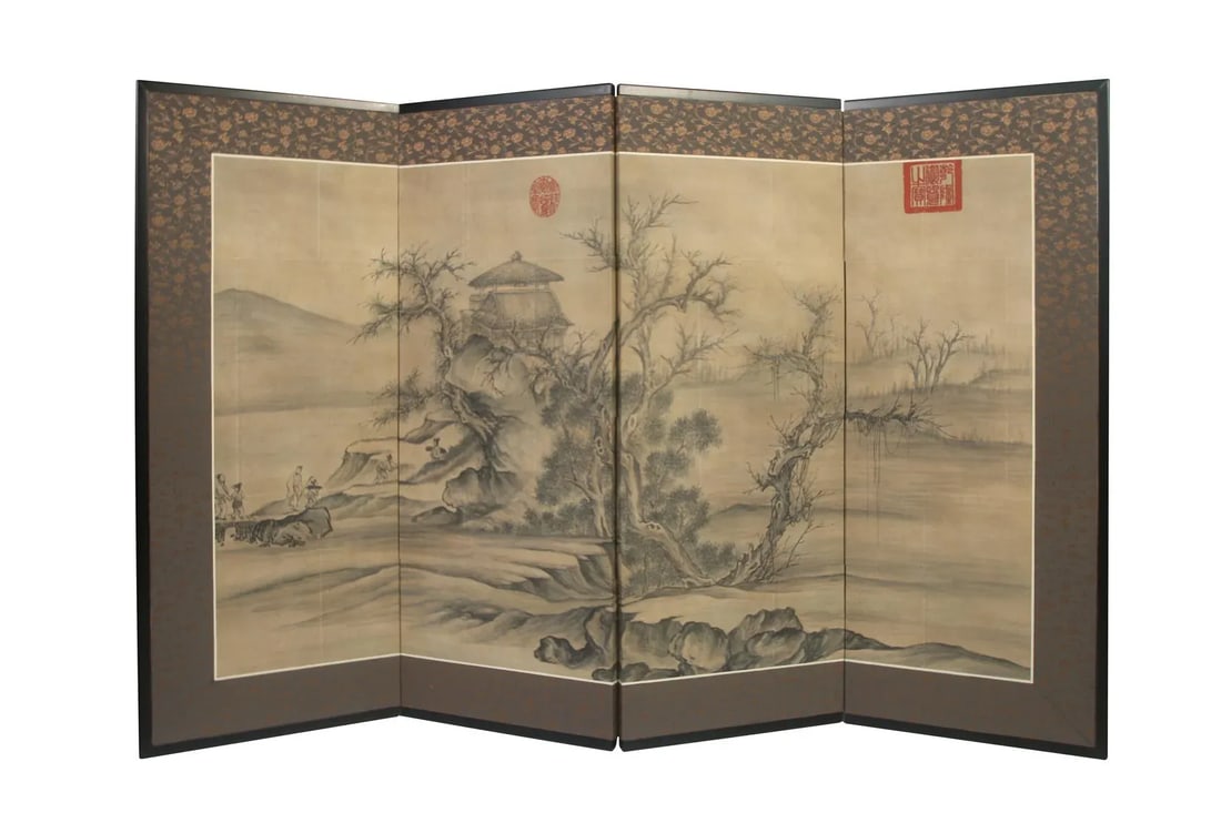 Vintage 4-Panel Chinese Screen - 3