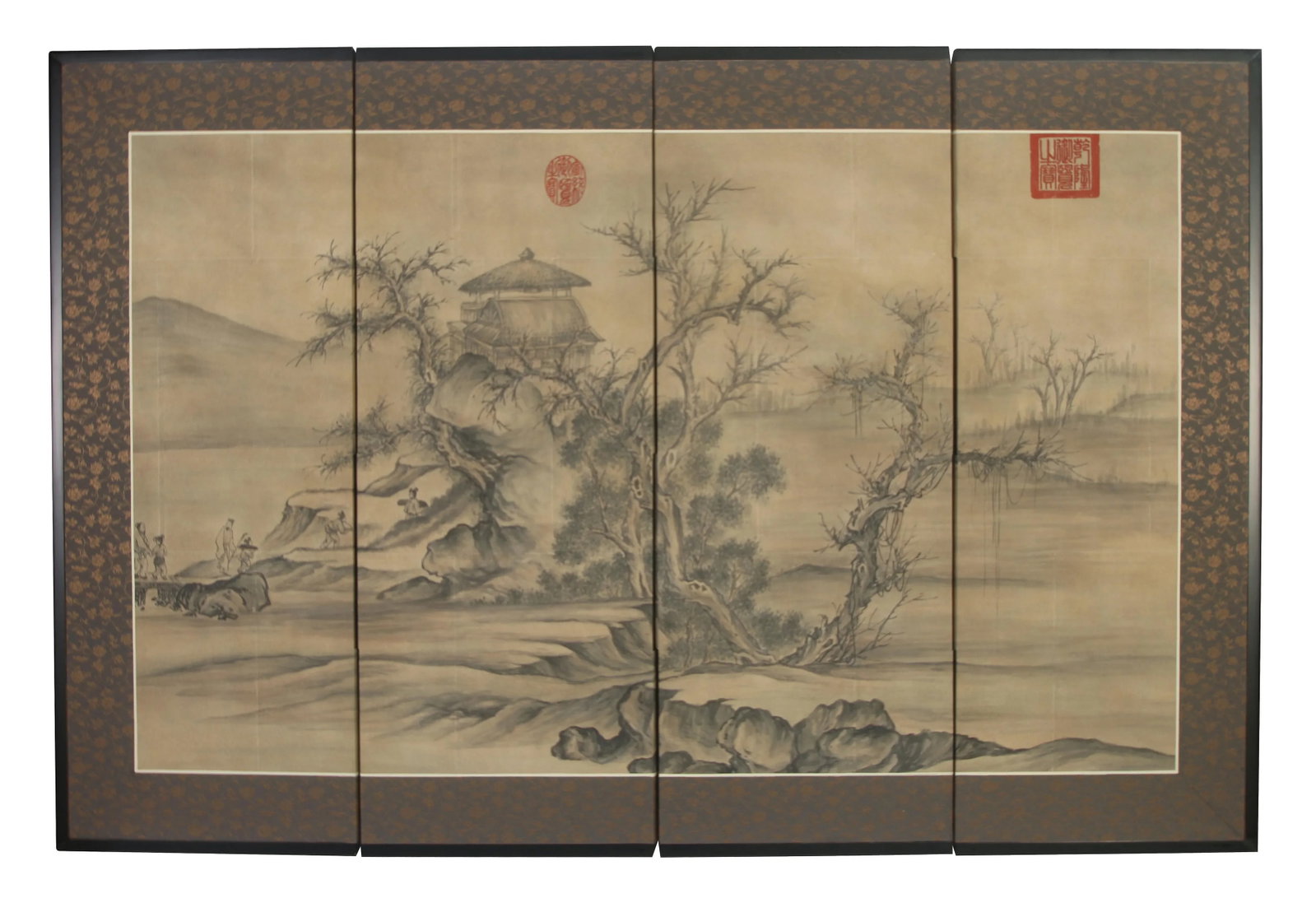 Vintage 4-Panel Chinese Screen - 4