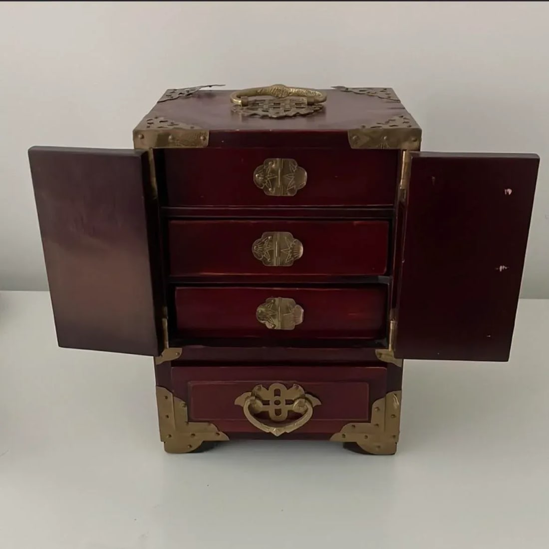 Vintage Chinese Rosewood Jewelry Box - 4