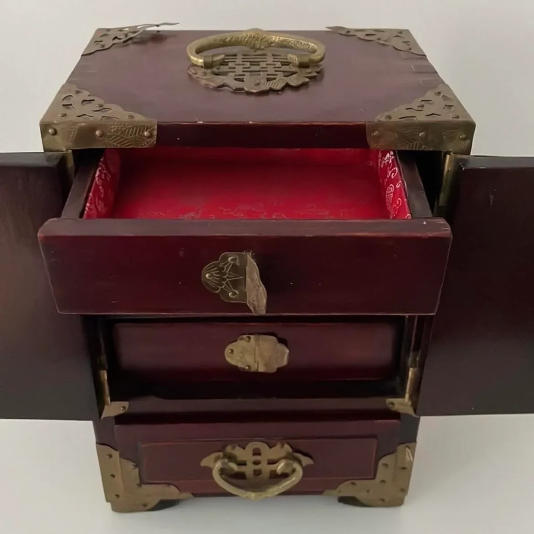 Vintage Chinese Rosewood Jewelry Box - 8