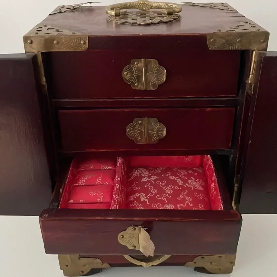 Vintage Chinese Rosewood Jewelry Box - 9