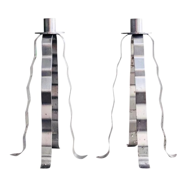 Sale! 80s PostModern Post Modern Swid Powell Style Metal Aluminum Industrial Chrome Wavy Candle Hold (1 of 5)