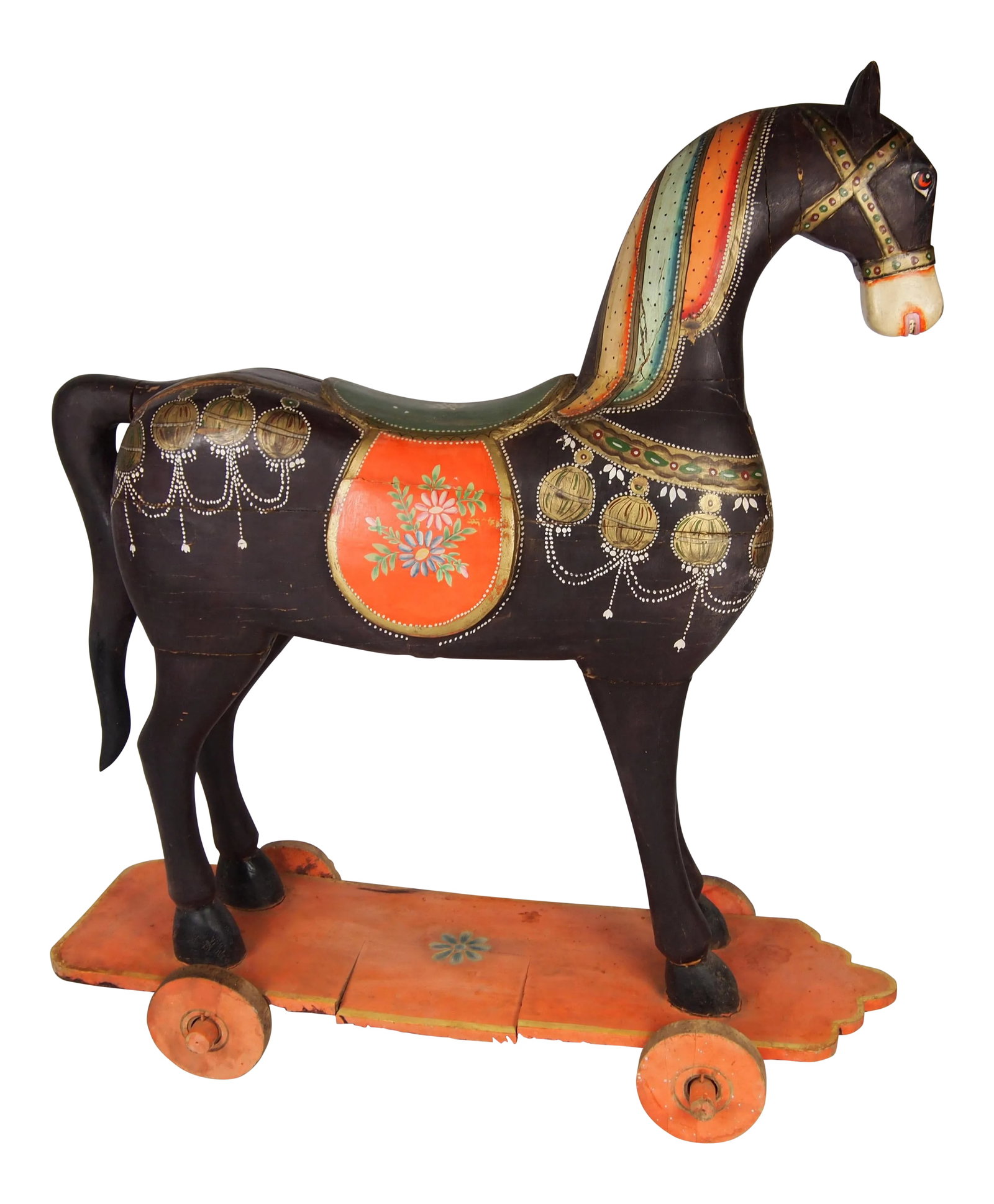 Antique Painted Wood Temple Horse (1 of 10)