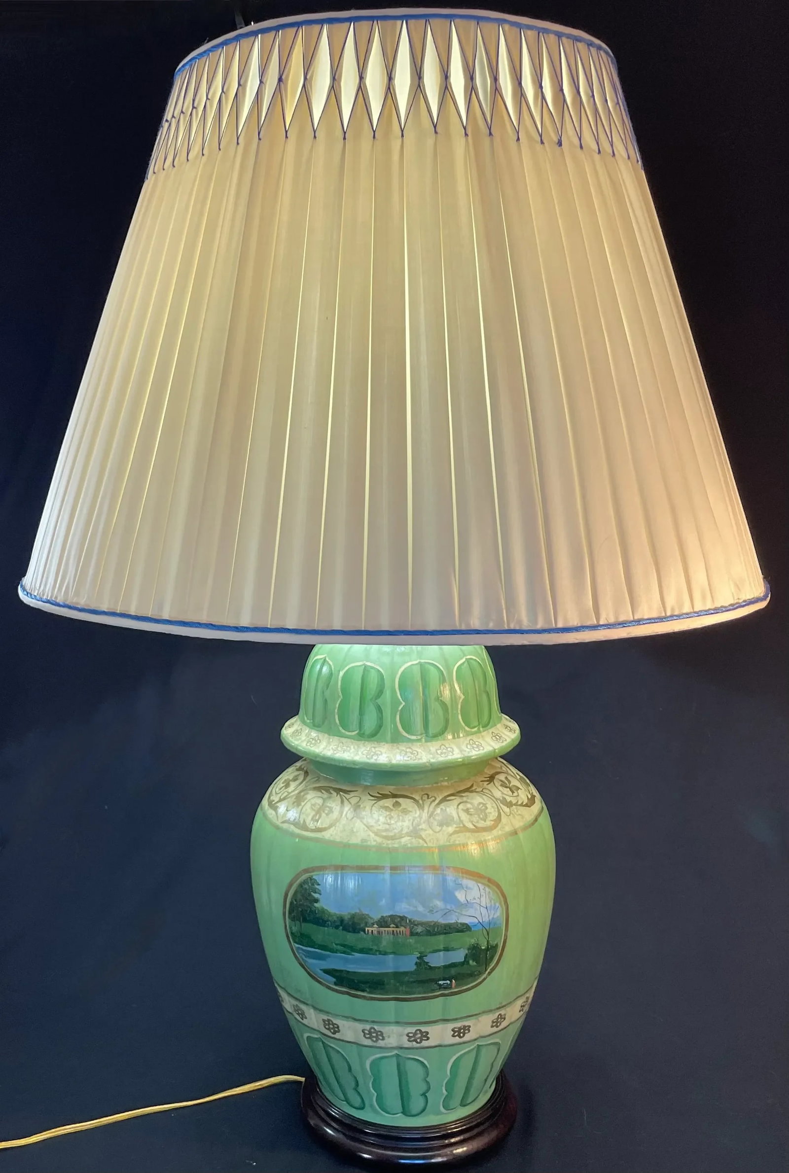 Ceramic Table Lamp, Pleated Silk Shade - 4