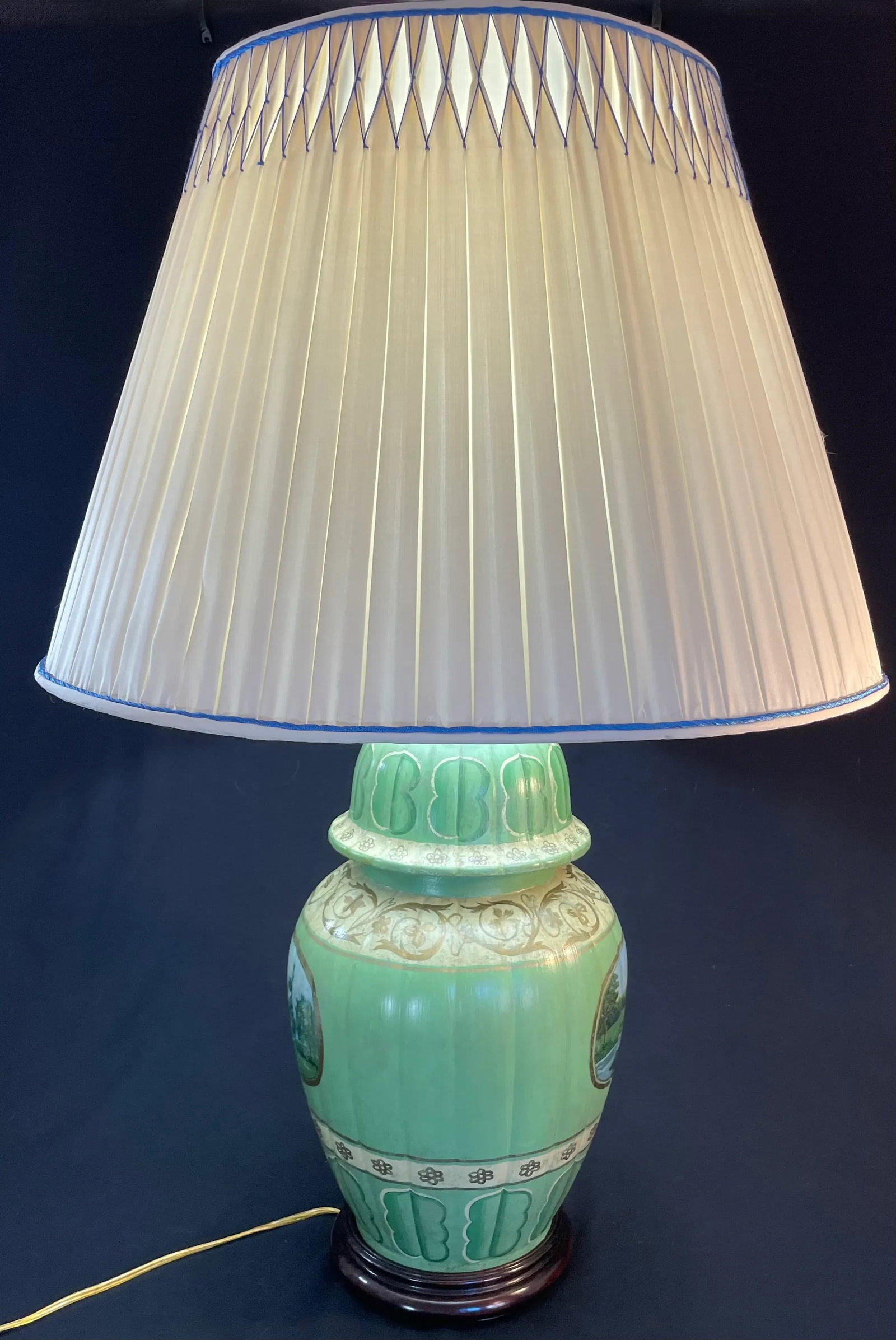 Ceramic Table Lamp, Pleated Silk Shade - 5