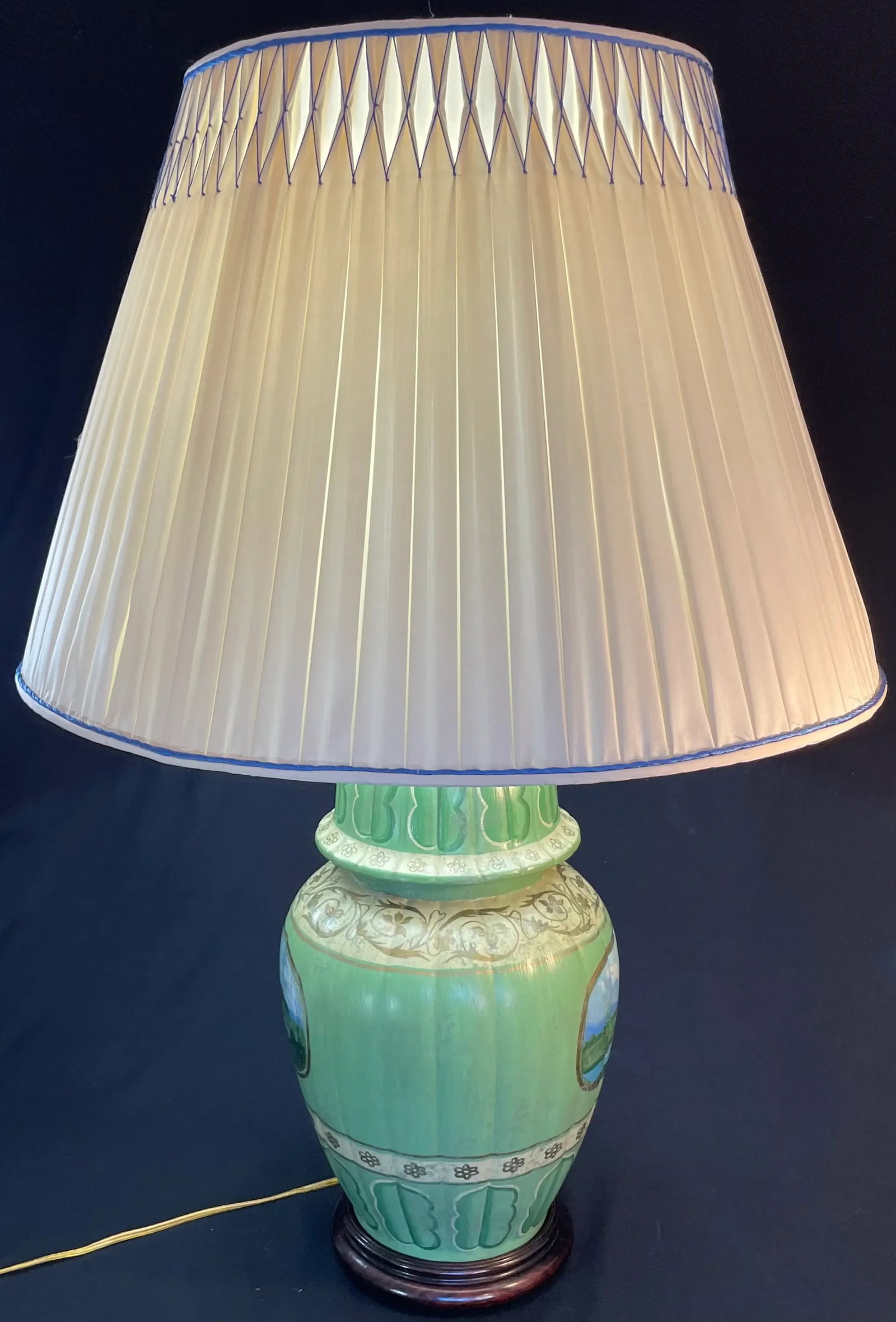 Ceramic Table Lamp, Pleated Silk Shade - 6