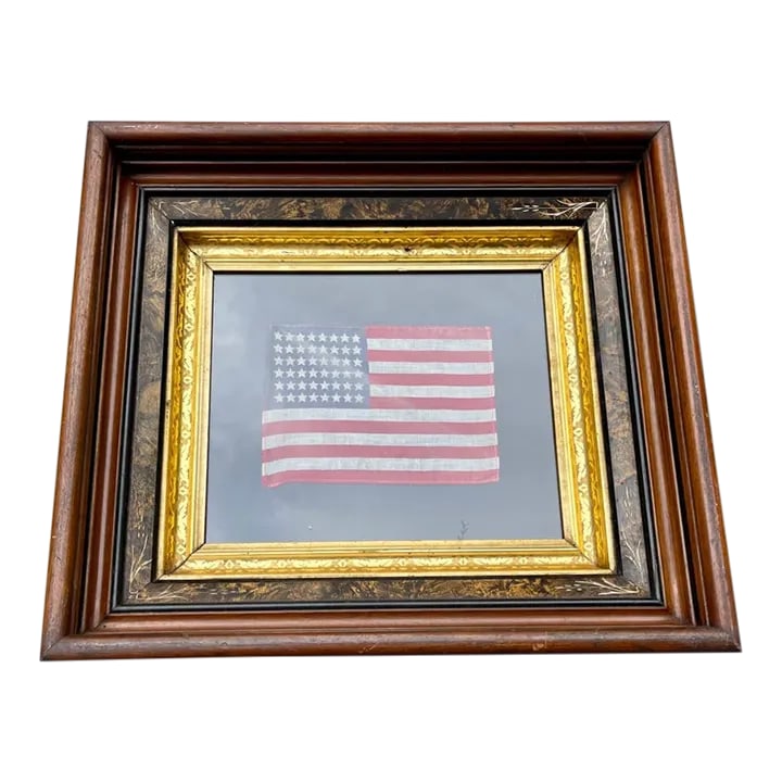 Vintage 48 Star American Flag Cotton in Frame (1 of 10)