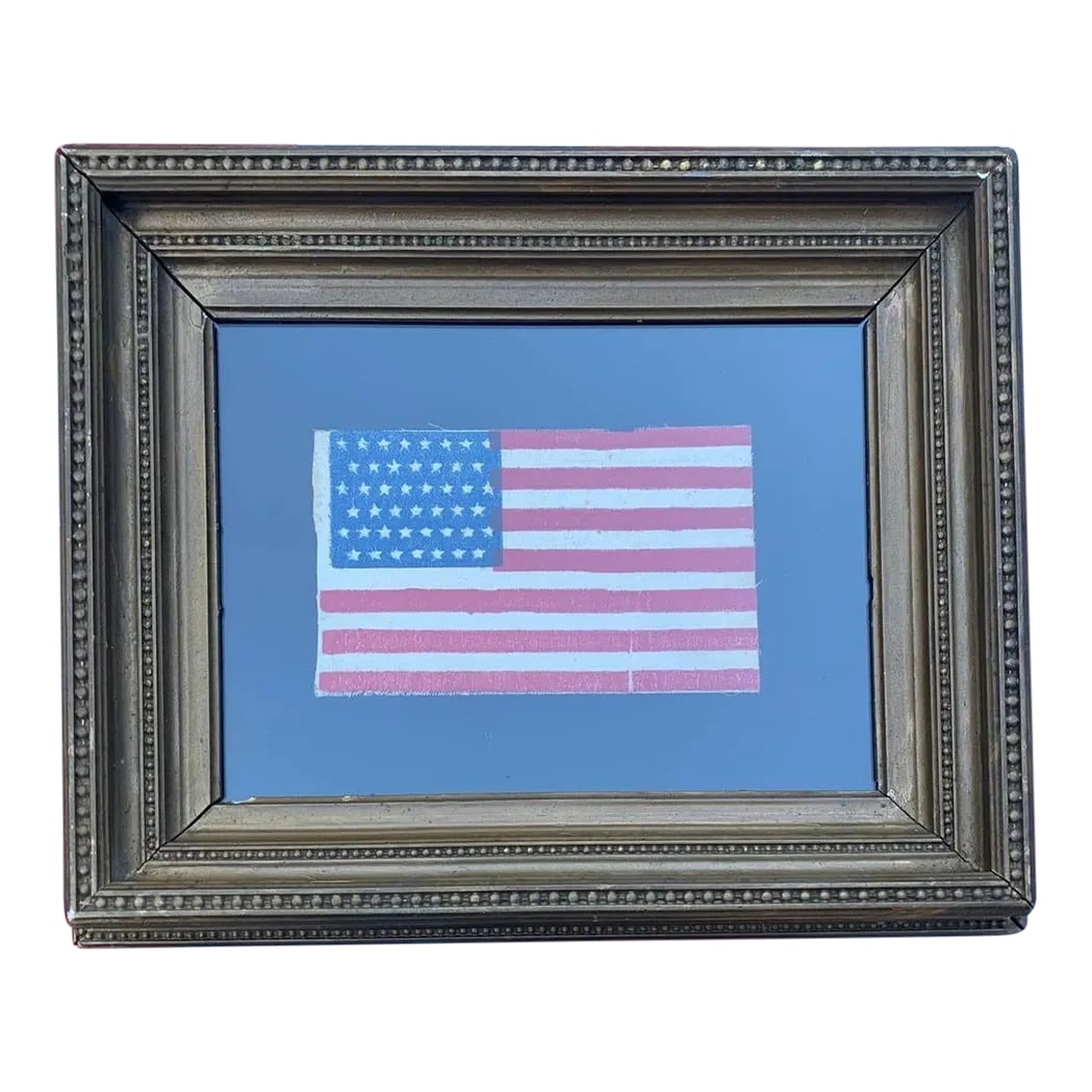 Antique Framed Flag Circa 1890 Gauze in Frame 45 Stars (1 of 11)