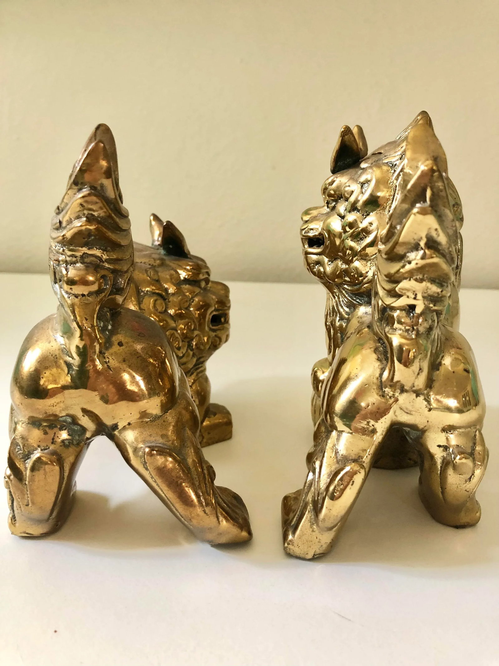 Vintage Brass Foo Dogs - a Pair - 5