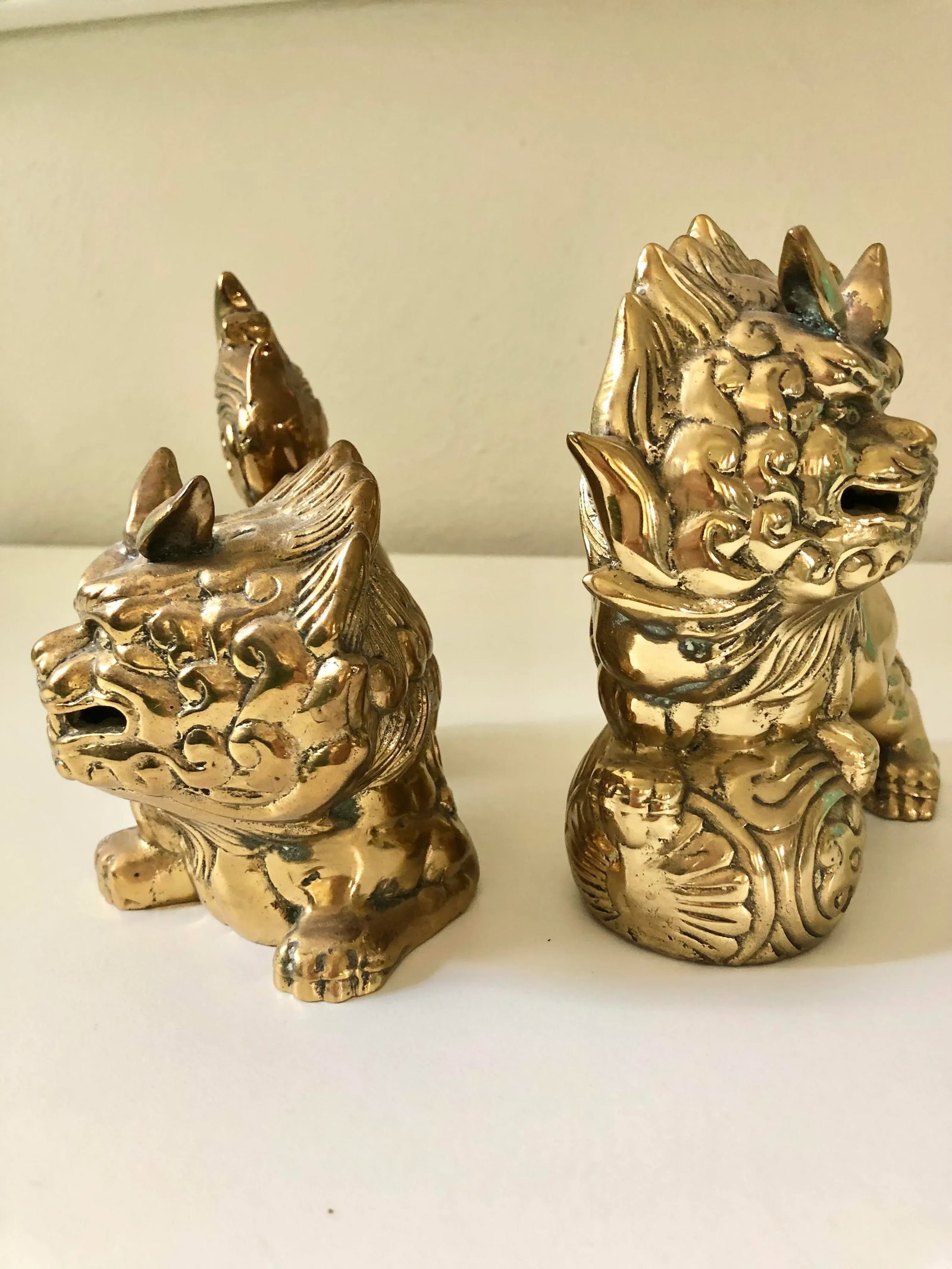 Vintage Brass Foo Dogs - a Pair - 6