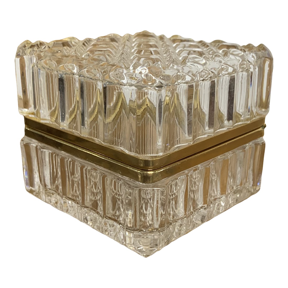 1940s Brass Hinged Cut Lead-Crystal Dresser Box (1 of 5)