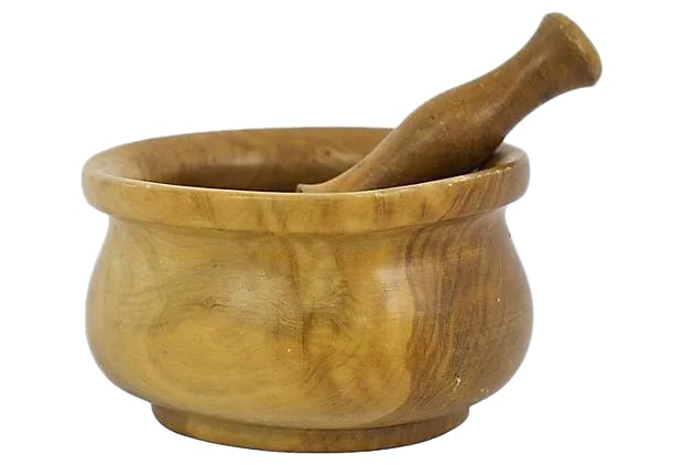 Vintage Hand-Carved Wooden Mortar & Pestle (1 of 4)