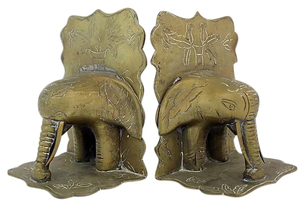 1940s Brass Elephant Bookends - a Pair (1 of 5)