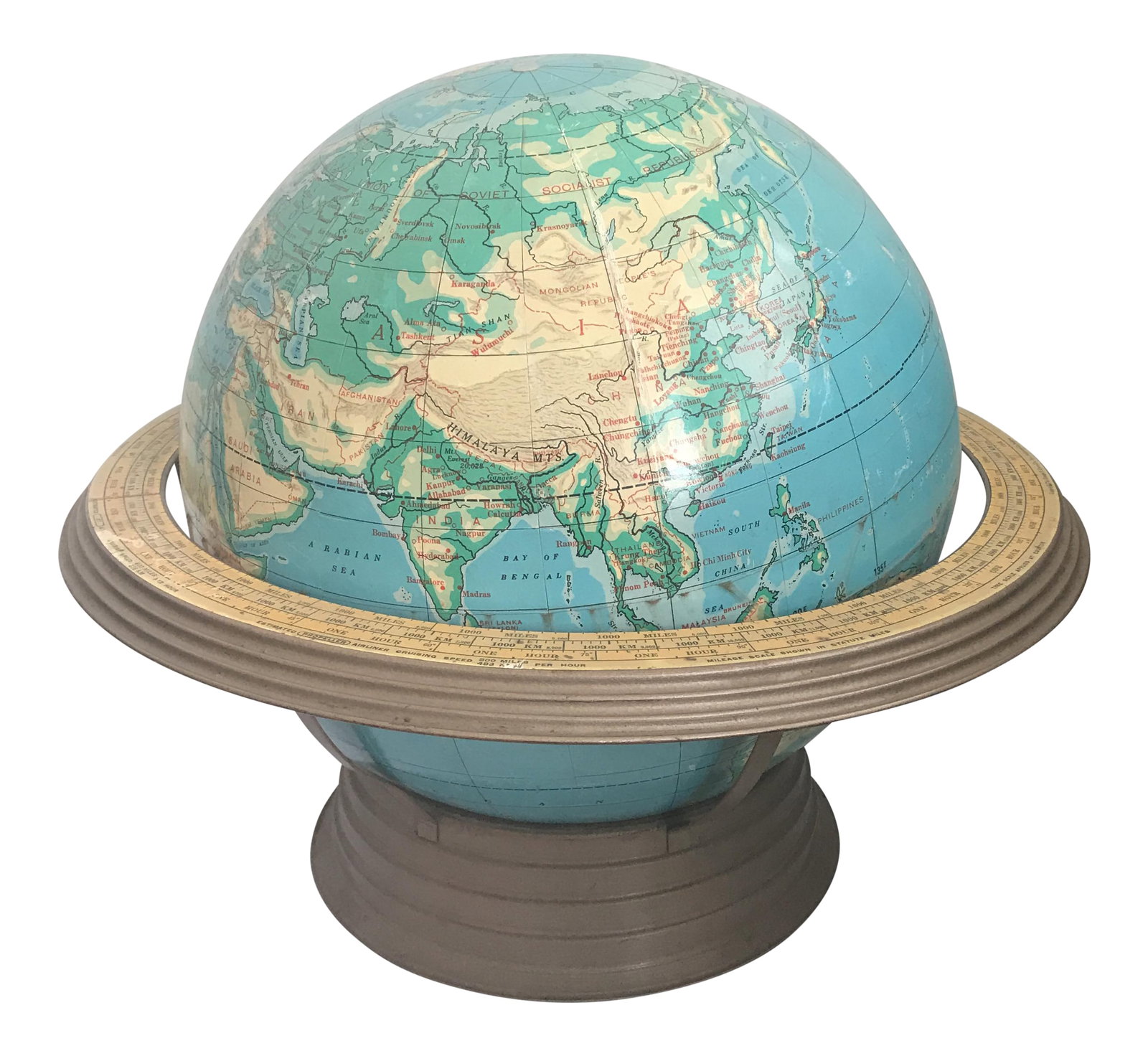 Globe - Vintage: Vintage two part globe. The center seam has been taped (see photos). Condition: Alterations: Original Condition Unaltered Imperfections: Some Imperfections Condition Notes: Fair - Has lived a "full
