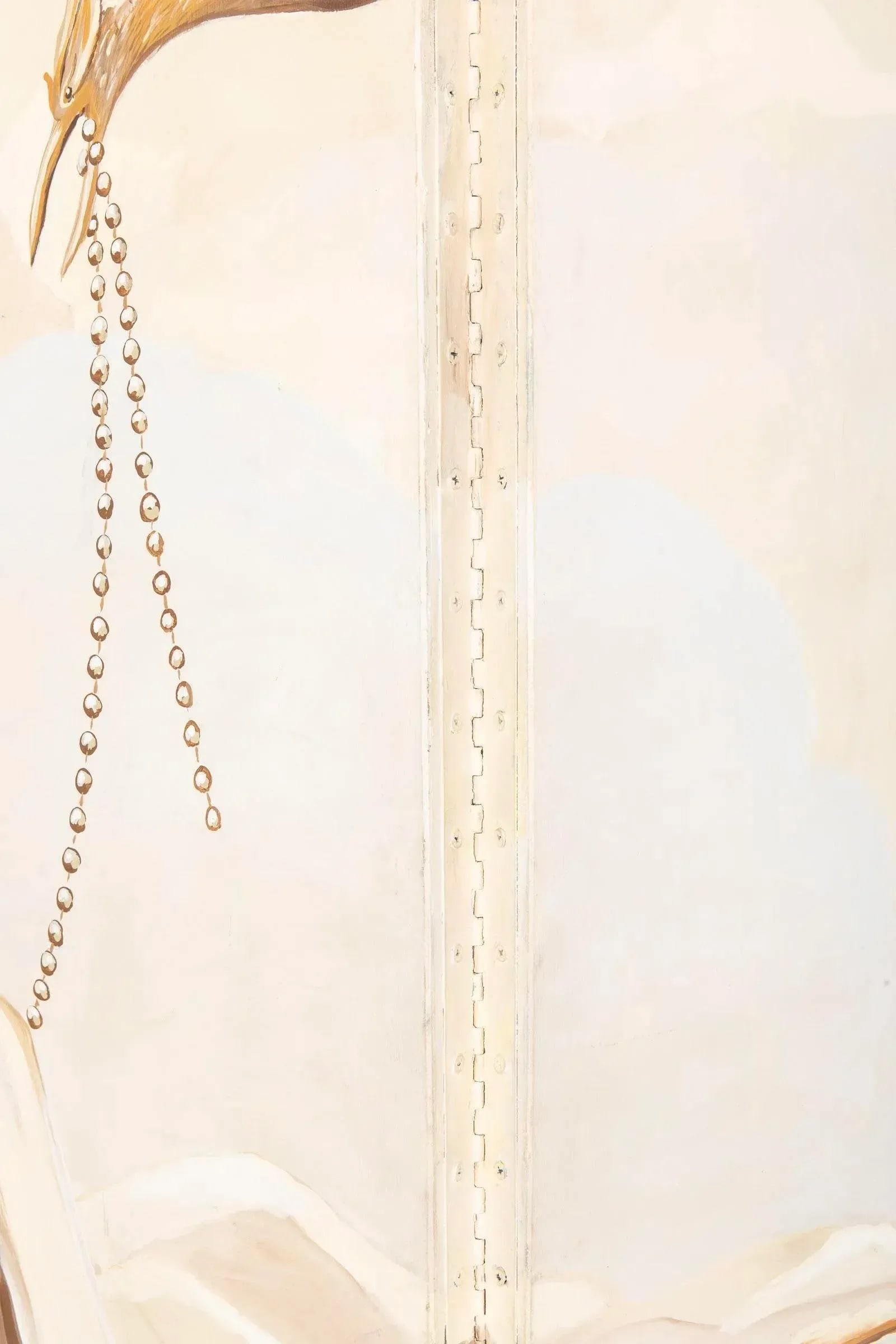 Kipling Collins Neoclassical Decorative Monochrome Three Panel Hand Painted Screen - 4