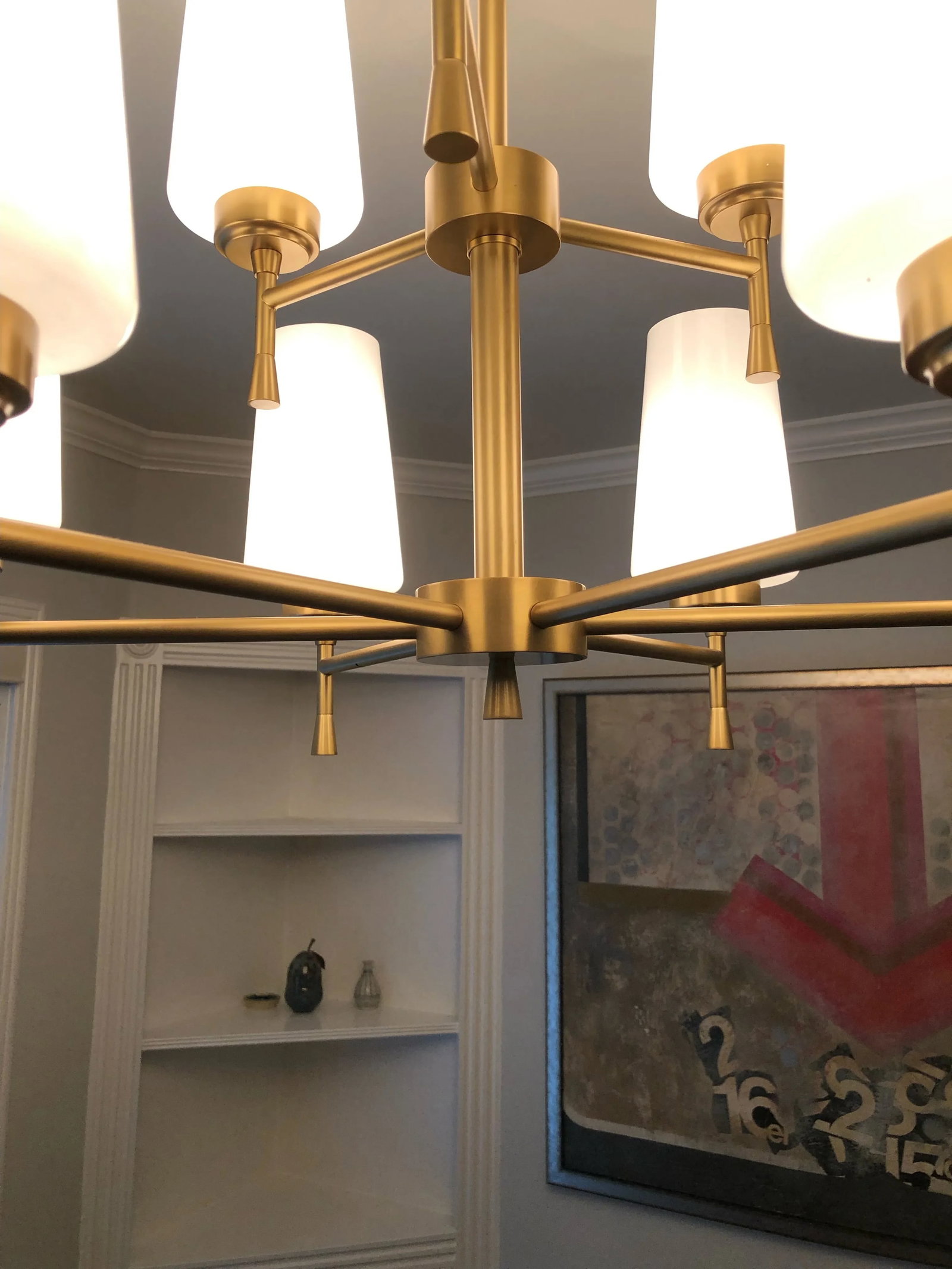 Brass Chandelier With Glass Shades - 3