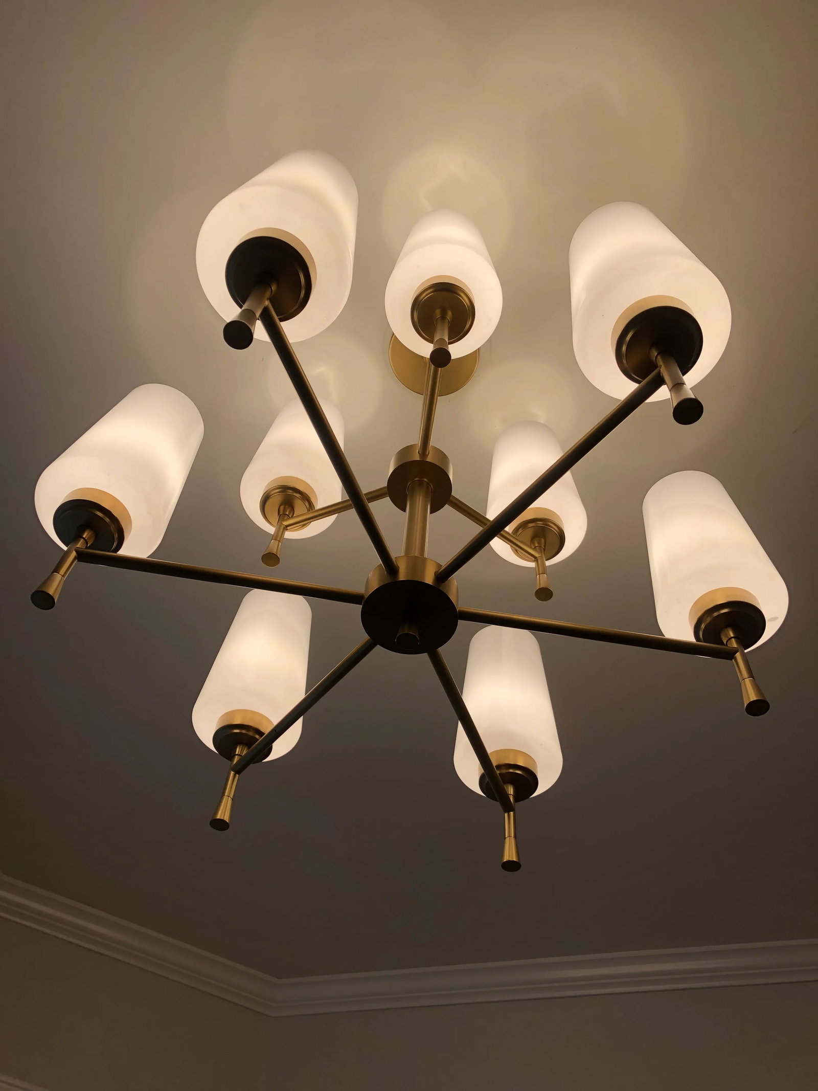 Brass Chandelier With Glass Shades - 7