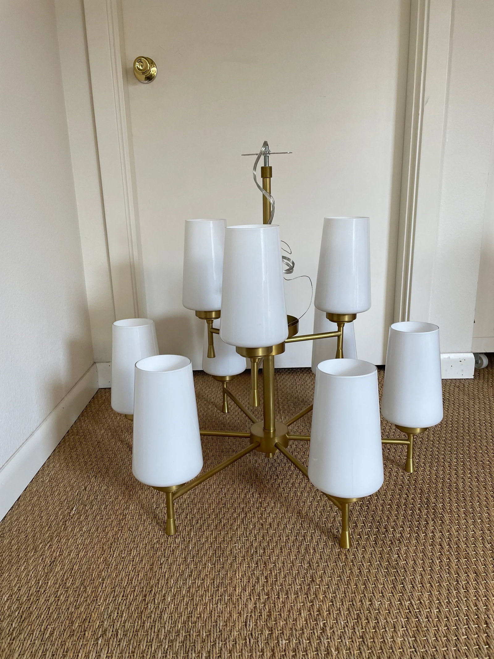 Brass Chandelier With Glass Shades - 8