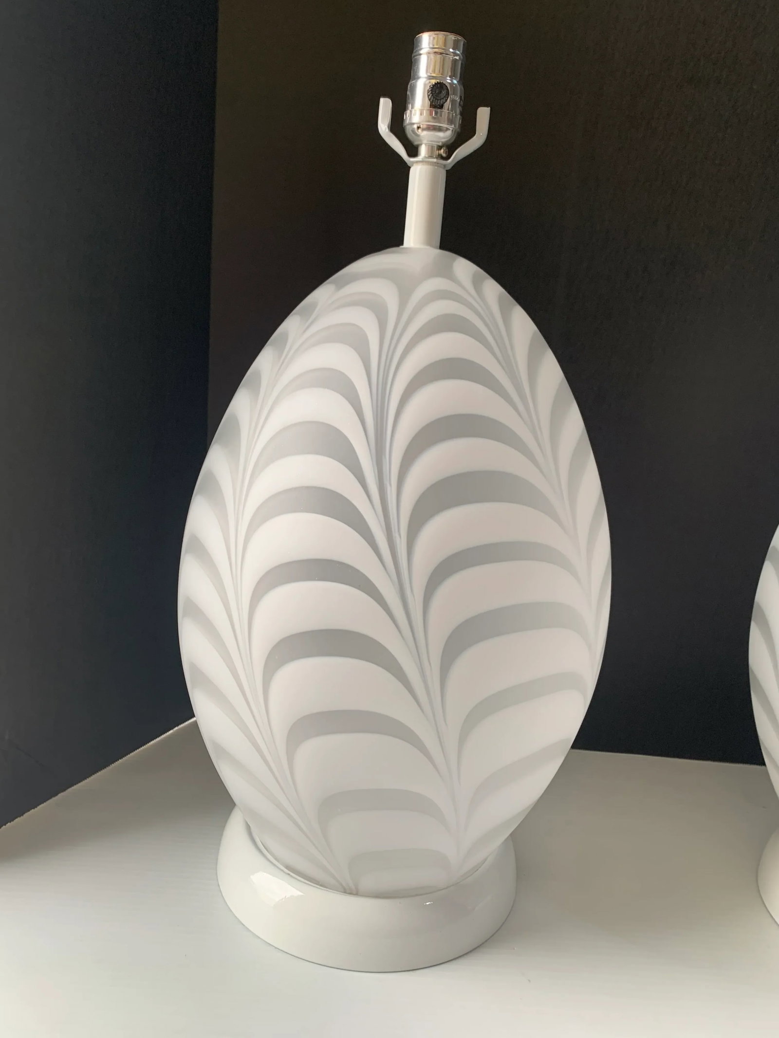 1970s White Murano Table Lamps - a Pair - 3