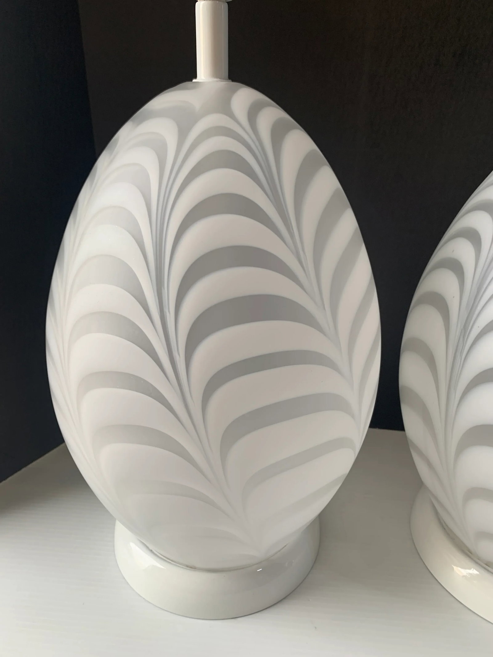 1970s White Murano Table Lamps - a Pair - 5
