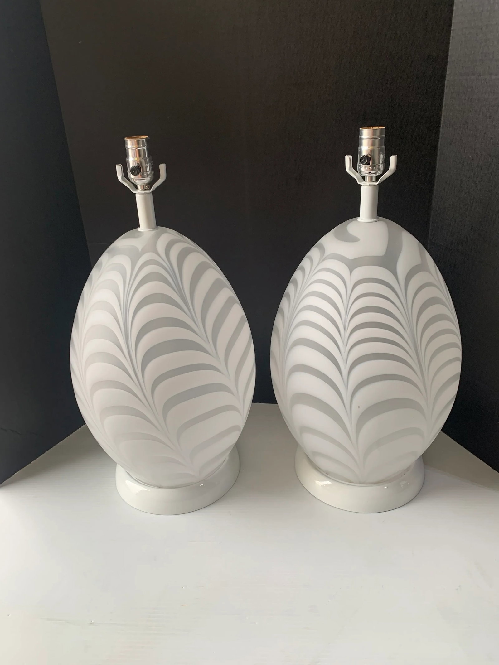 1970s White Murano Table Lamps - a Pair - 9