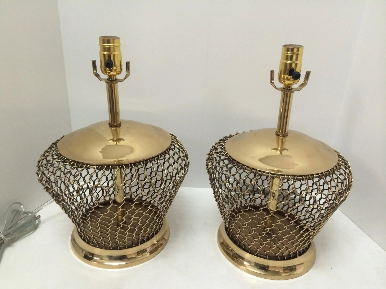 Brass Wired Table Lamps - A Pair - 2
