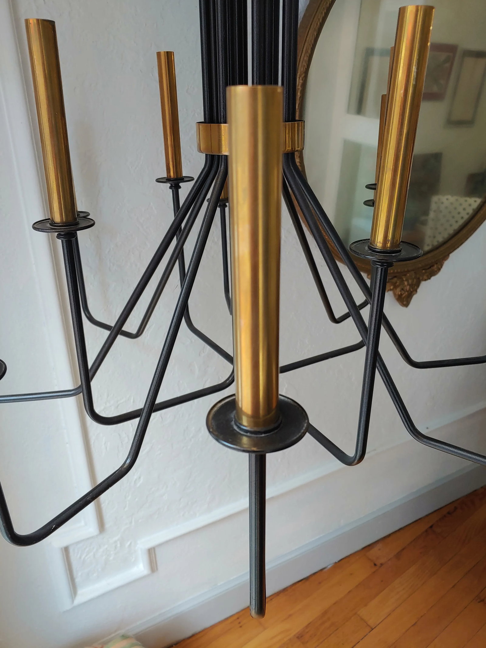 Vintage Hart Associates 12 Light Brass & Wrought Iron Chandelier - 4