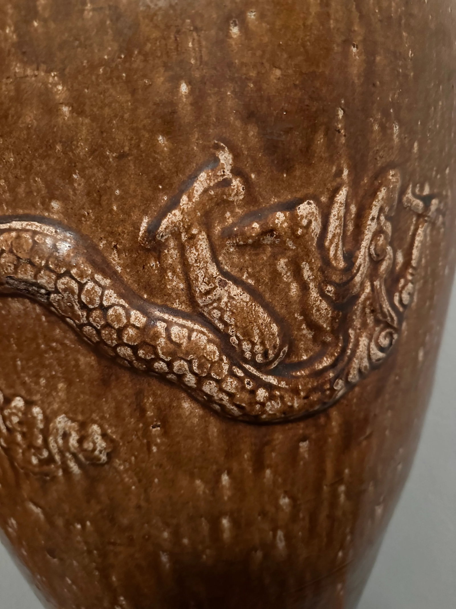 Tall Antique Ming Dynasty Martaban Jar From China and Stand - 5