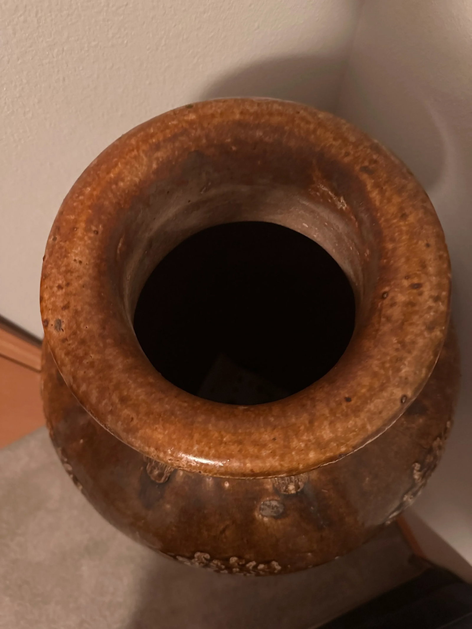 Tall Antique Ming Dynasty Martaban Jar From China and Stand - 6