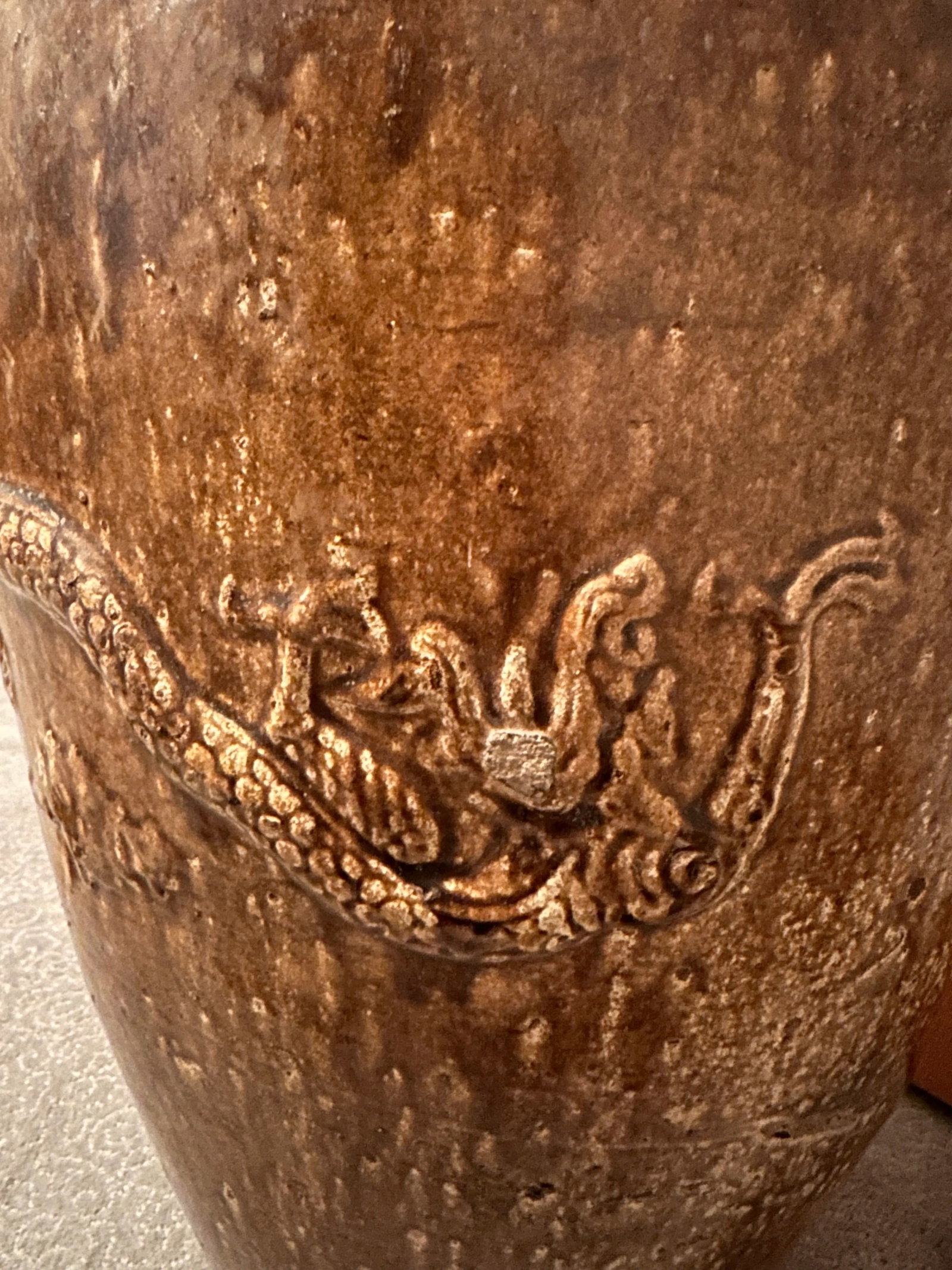 Tall Antique Ming Dynasty Martaban Jar From China and Stand - 9