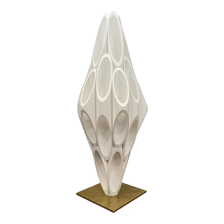 21st Century Design Line Space Age Modern Tubular Table Lamp: A modernist decorator accent lamp after Rougier or Panton. It consists of gel coated ABS with plastic tubes with a brass powder coated steel base. Similar to: Roger Rougier (Designer)Verner Panton (De