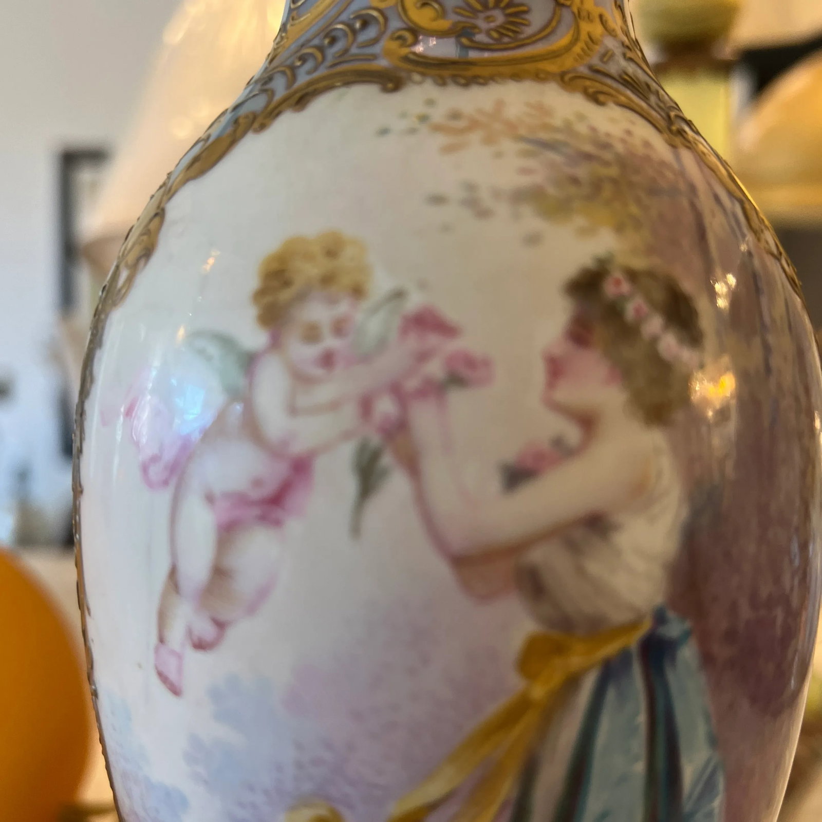 19th Century French Sevres Porcelain Table Lamp Signed - 11