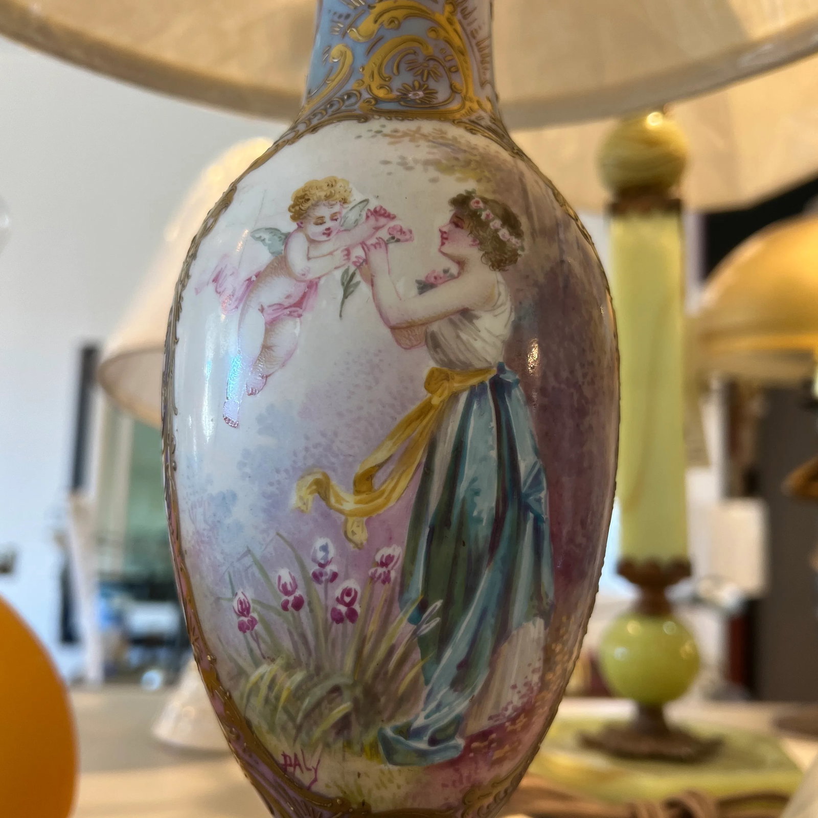 19th Century French Sevres Porcelain Table Lamp Signed - 8