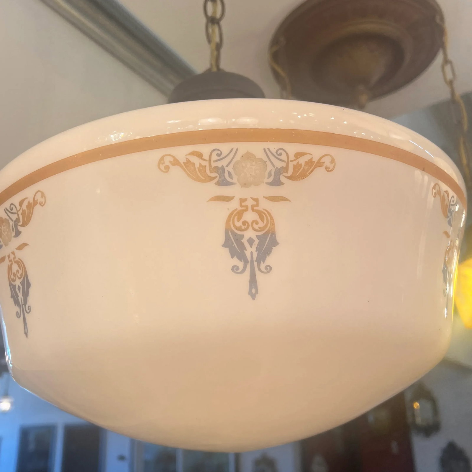 1920s Original Schoolhouse Shade With Design-Victorian Light - 4