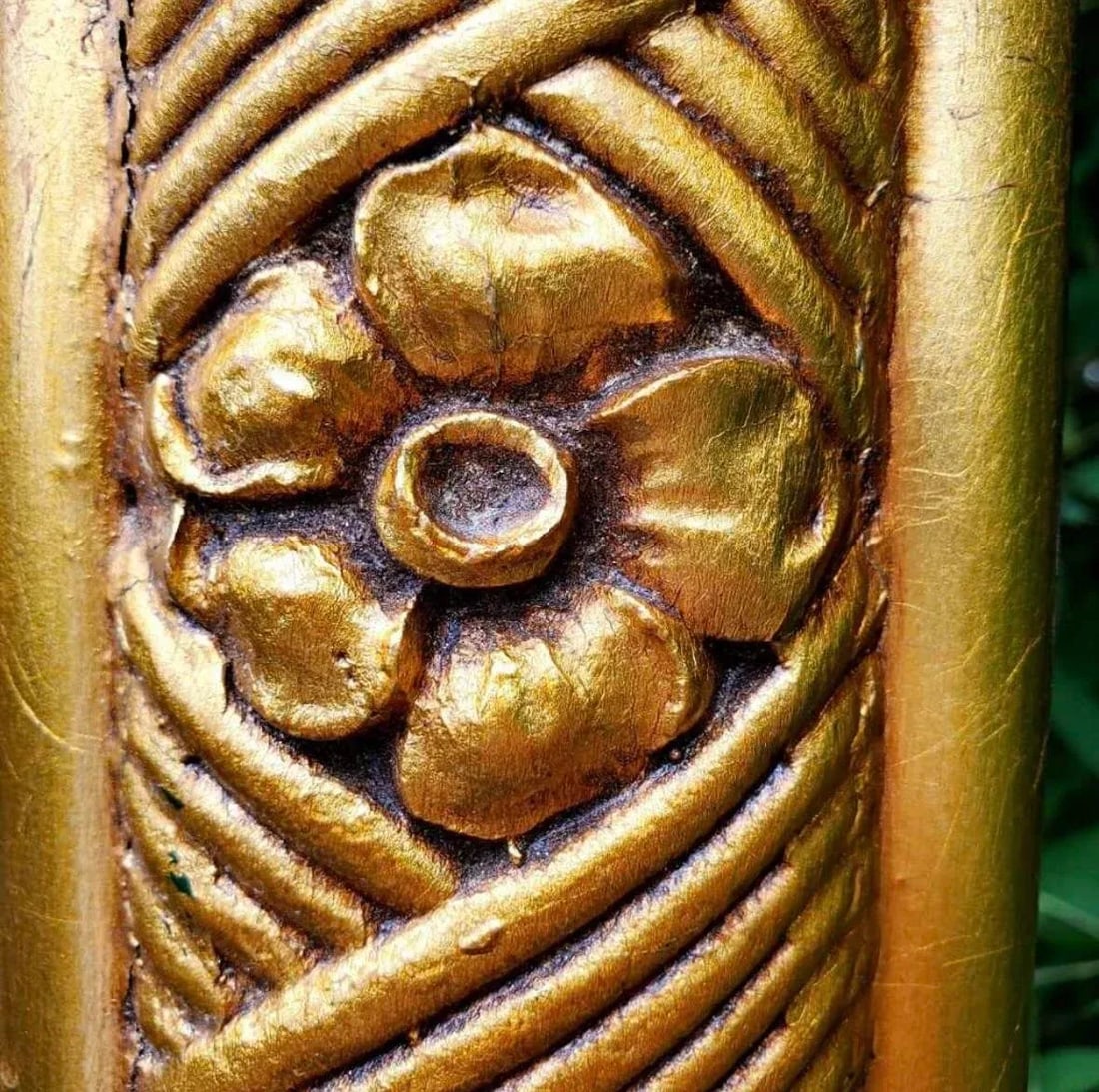 Antique Rectangular Decorative Carved Flower Giltwood Wall Hanging Mirror - 7