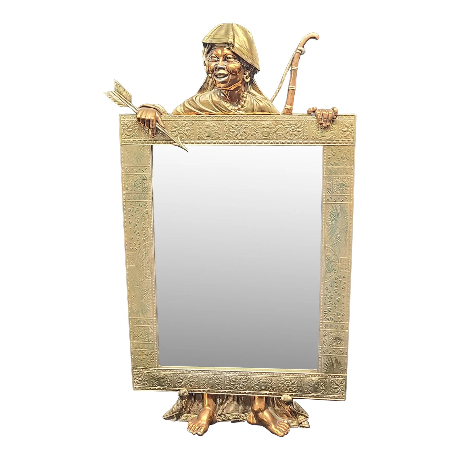 Late 19th Century Native Woman Mirror and Frame 9931 by Meriden Brittania Co. (1 of 12)