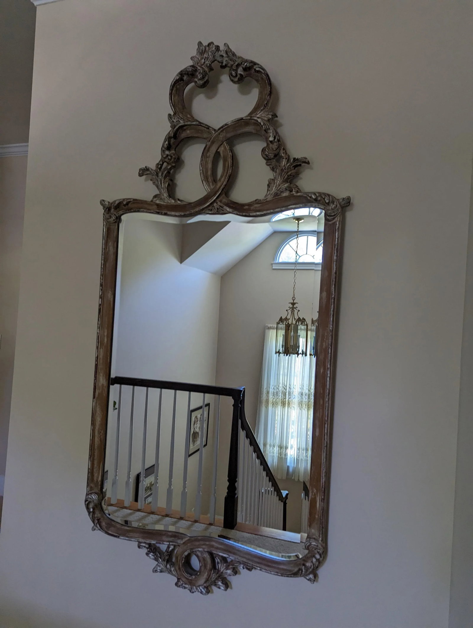Early 21st Century La Barge Italian Rococo Carved Wood Mirror Silver Gilt - 2