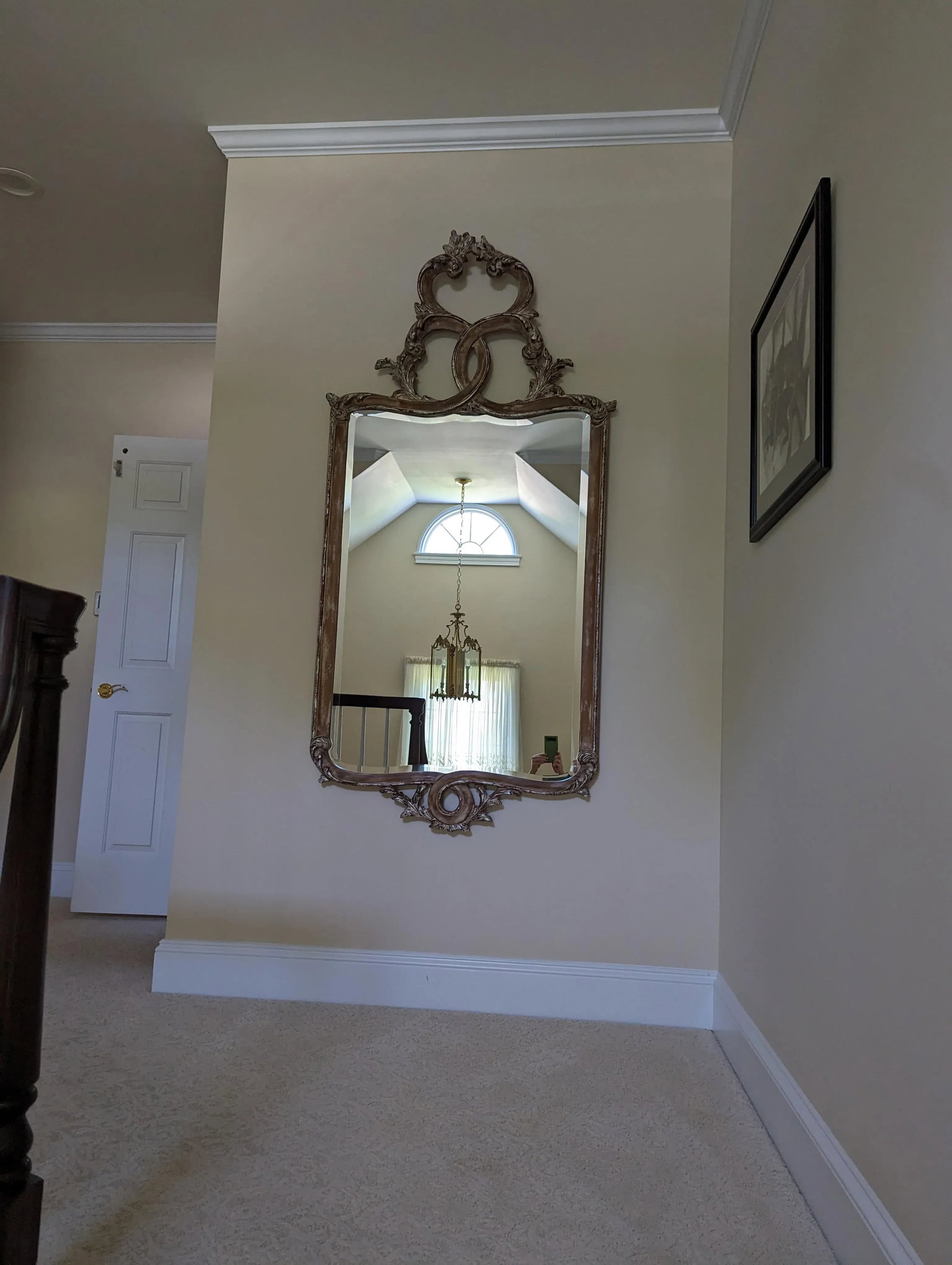 Early 21st Century La Barge Italian Rococo Carved Wood Mirror Silver Gilt - 3