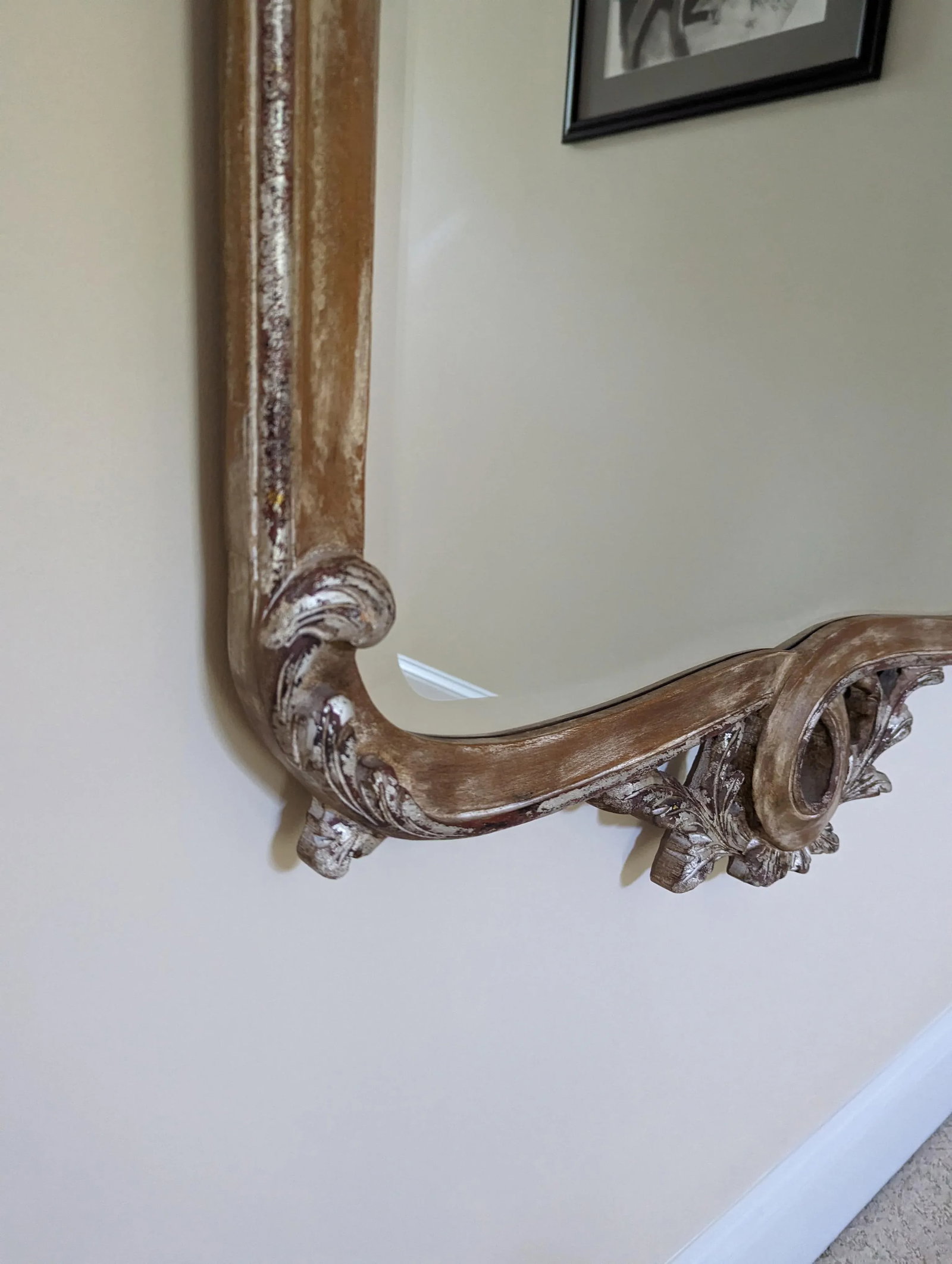 Early 21st Century La Barge Italian Rococo Carved Wood Mirror Silver Gilt - 9