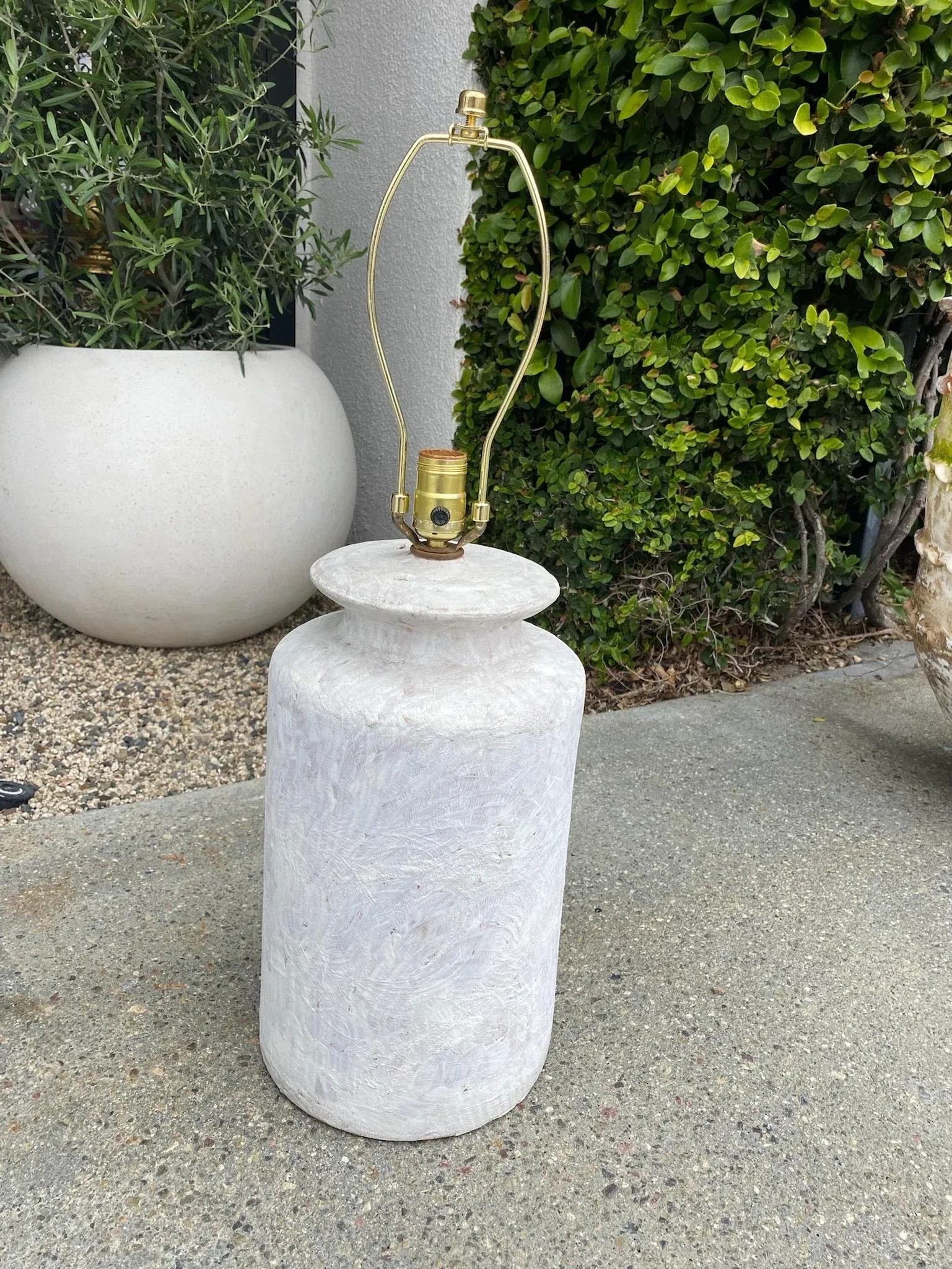 Vintage Hand-Painted Ceramic Lamp With Pleated Shade - 5