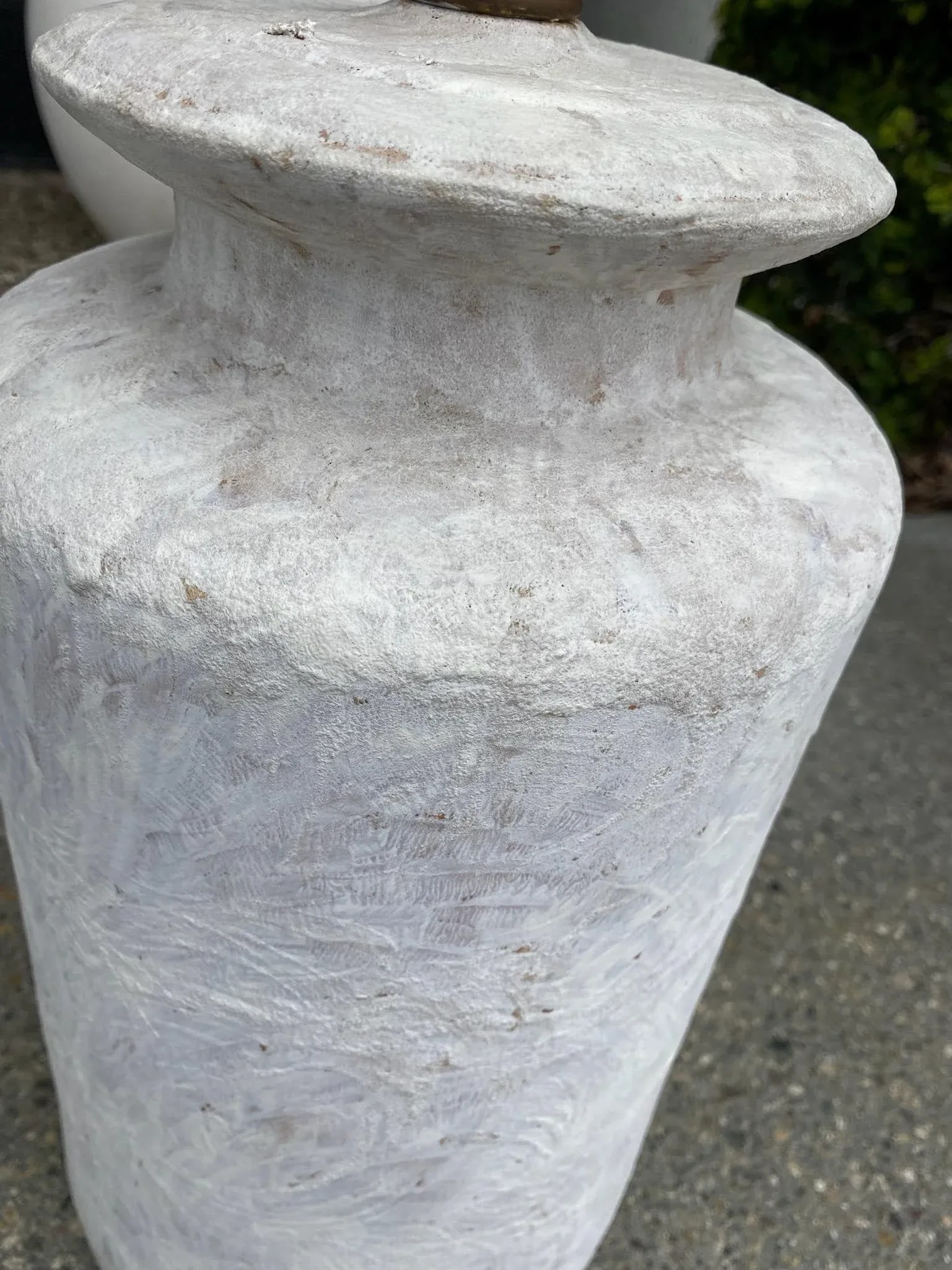 Vintage Hand-Painted Ceramic Lamp With Pleated Shade - 7