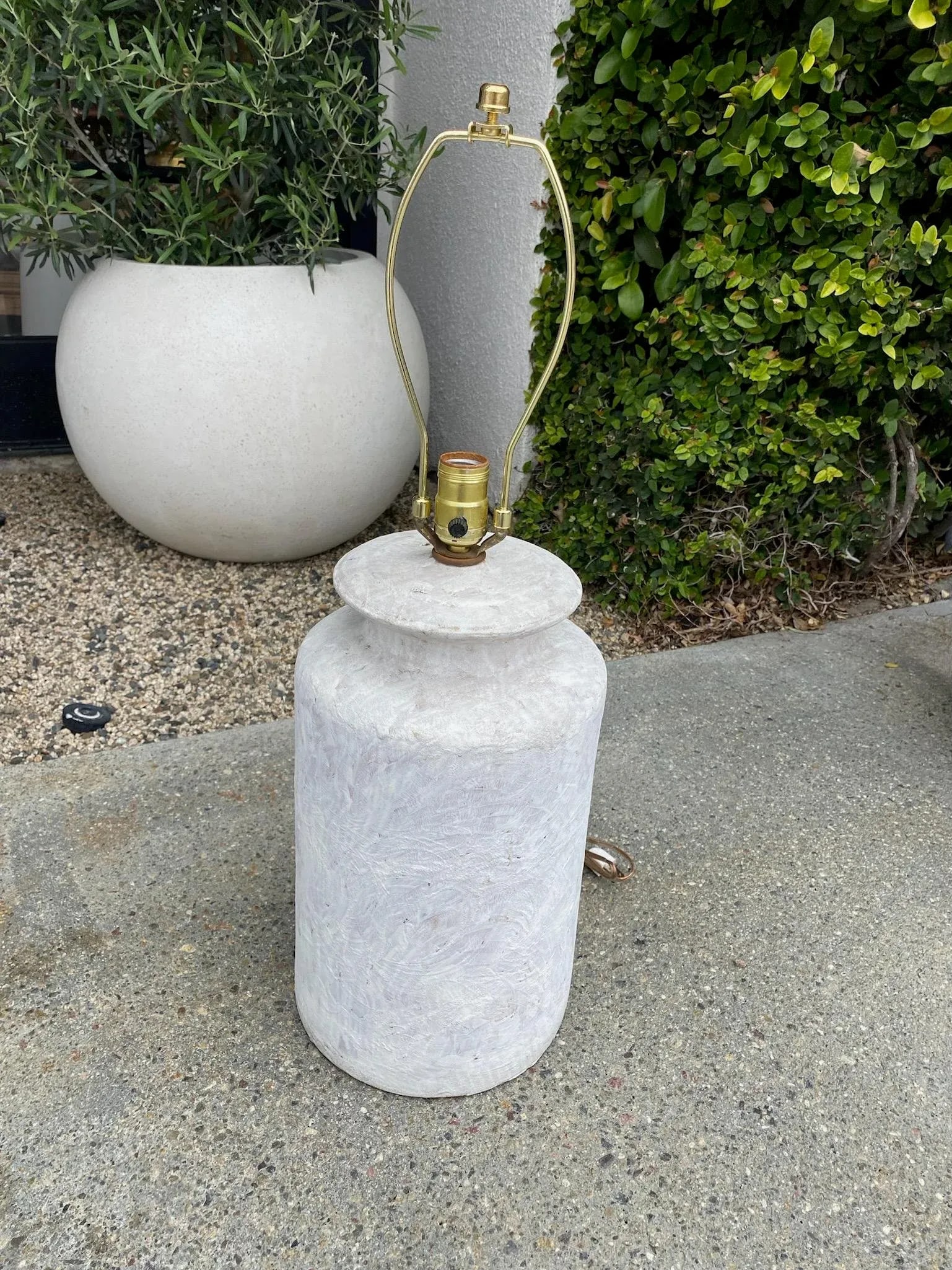 Vintage Hand-Painted Ceramic Lamp With Pleated Shade - 9