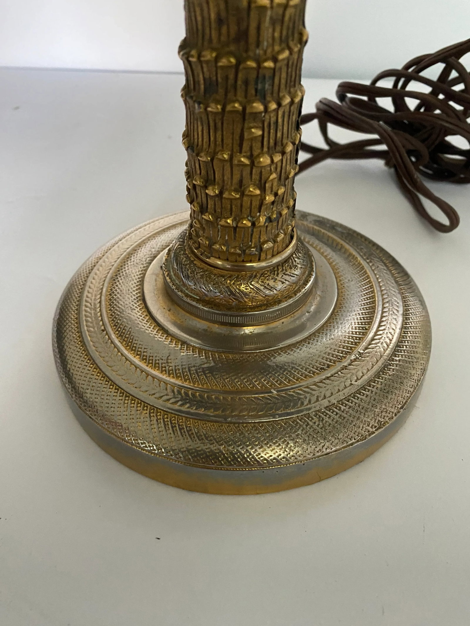 Antique Late 19th Century Gold Gilt Over Silver Empire Candlestick Lamp - 4
