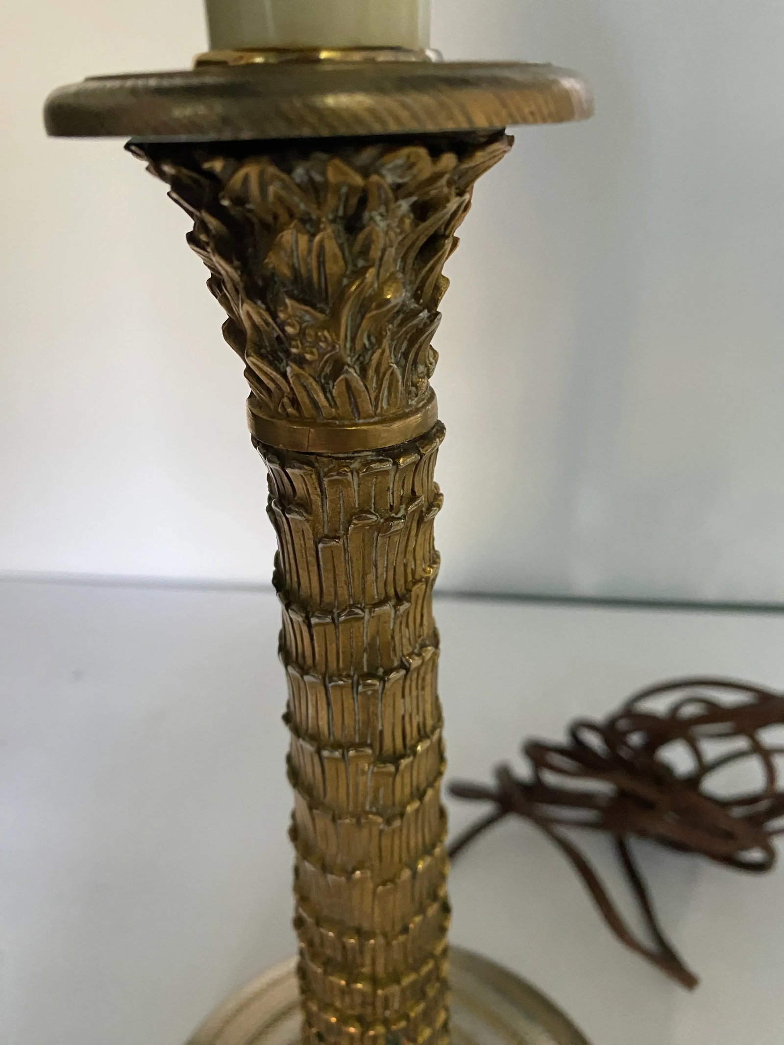 Antique Late 19th Century Gold Gilt Over Silver Empire Candlestick Lamp - 7