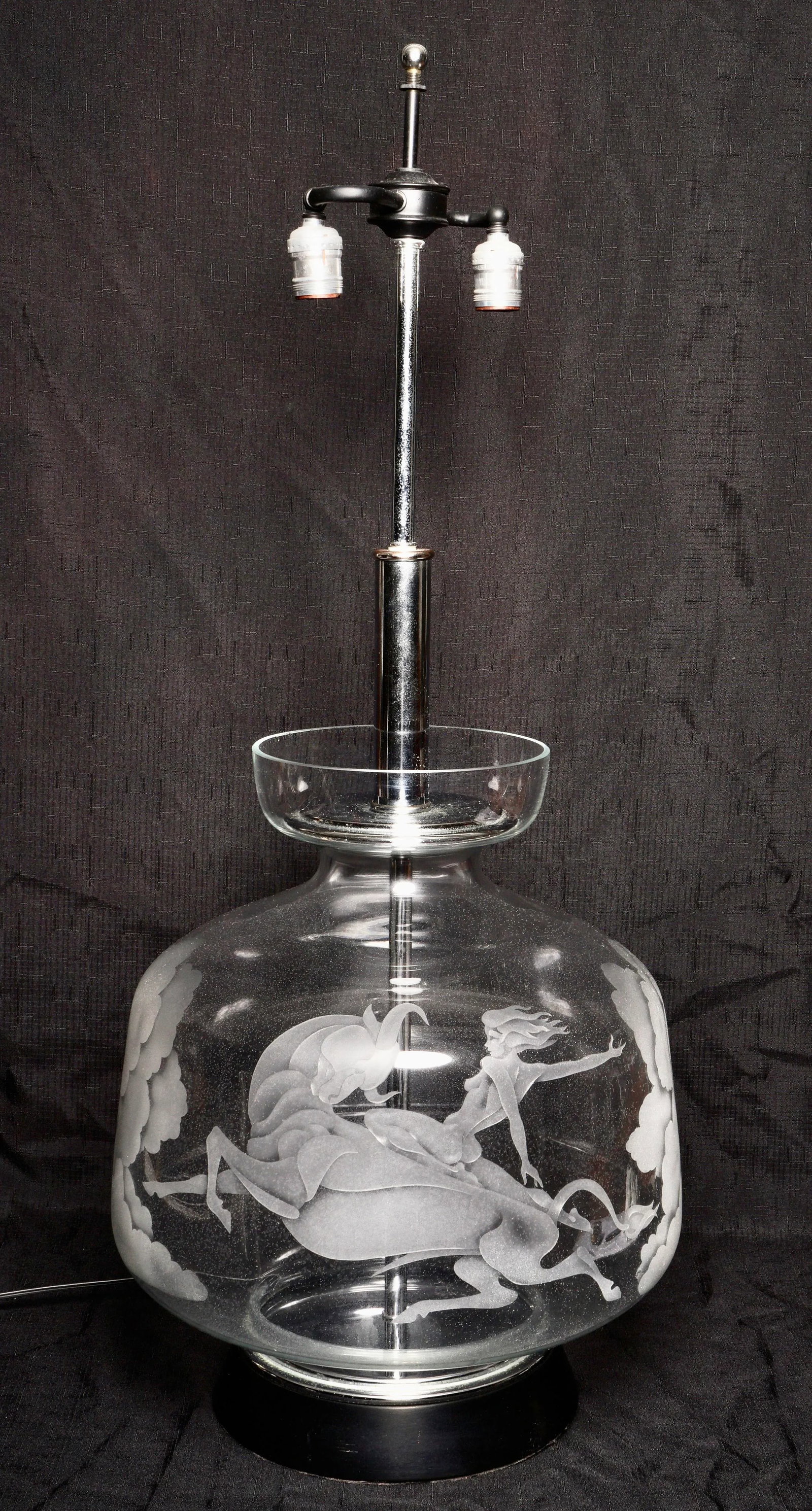1970s Europa and the Bull Etched Lamp - 2