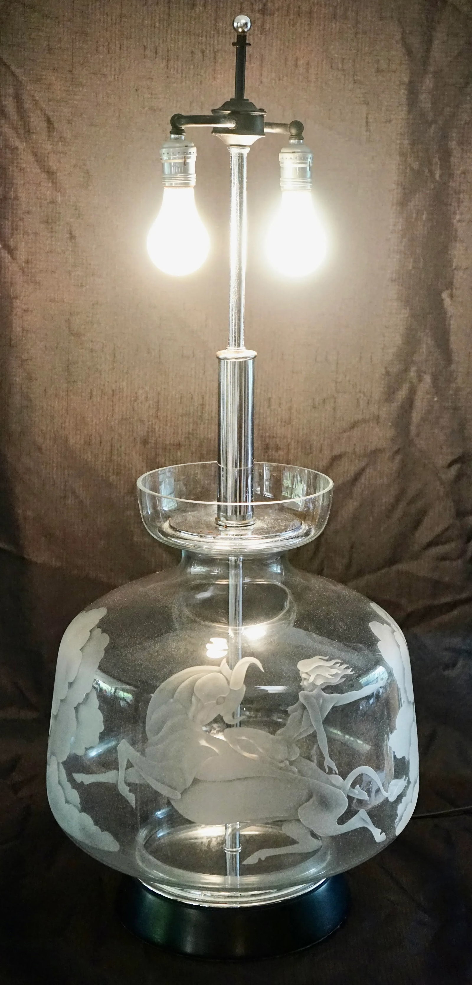 1970s Europa and the Bull Etched Lamp - 7
