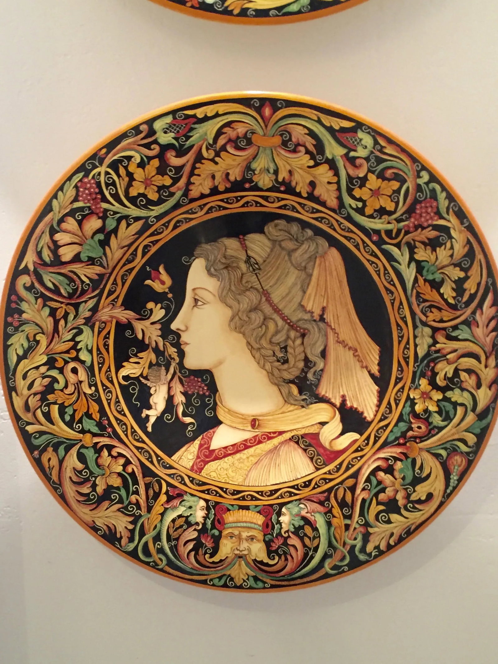 Giacomini Hand Painted Black Ceramic Platter - 2