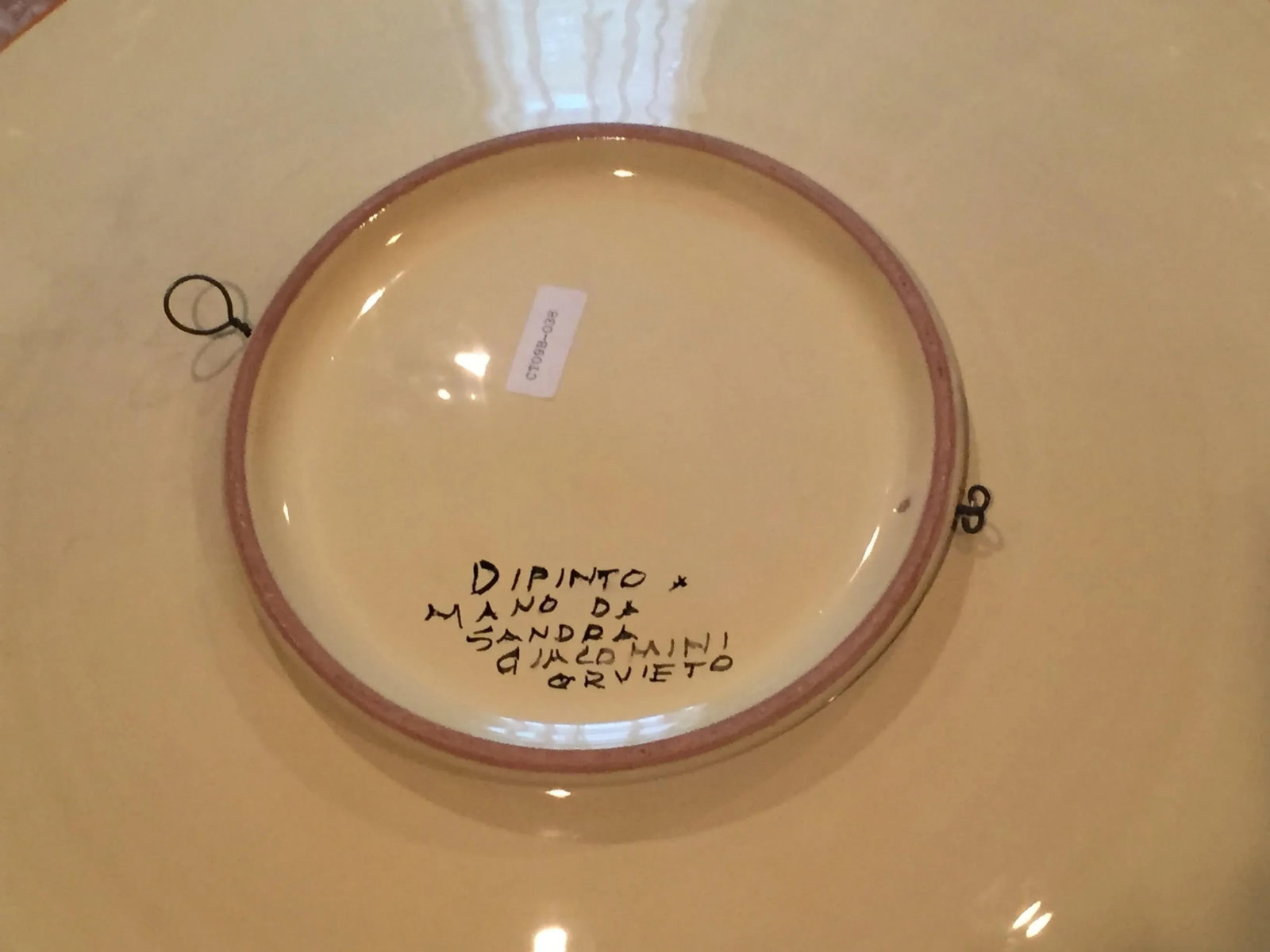 Giacomini Hand Painted Black Ceramic Platter - 5