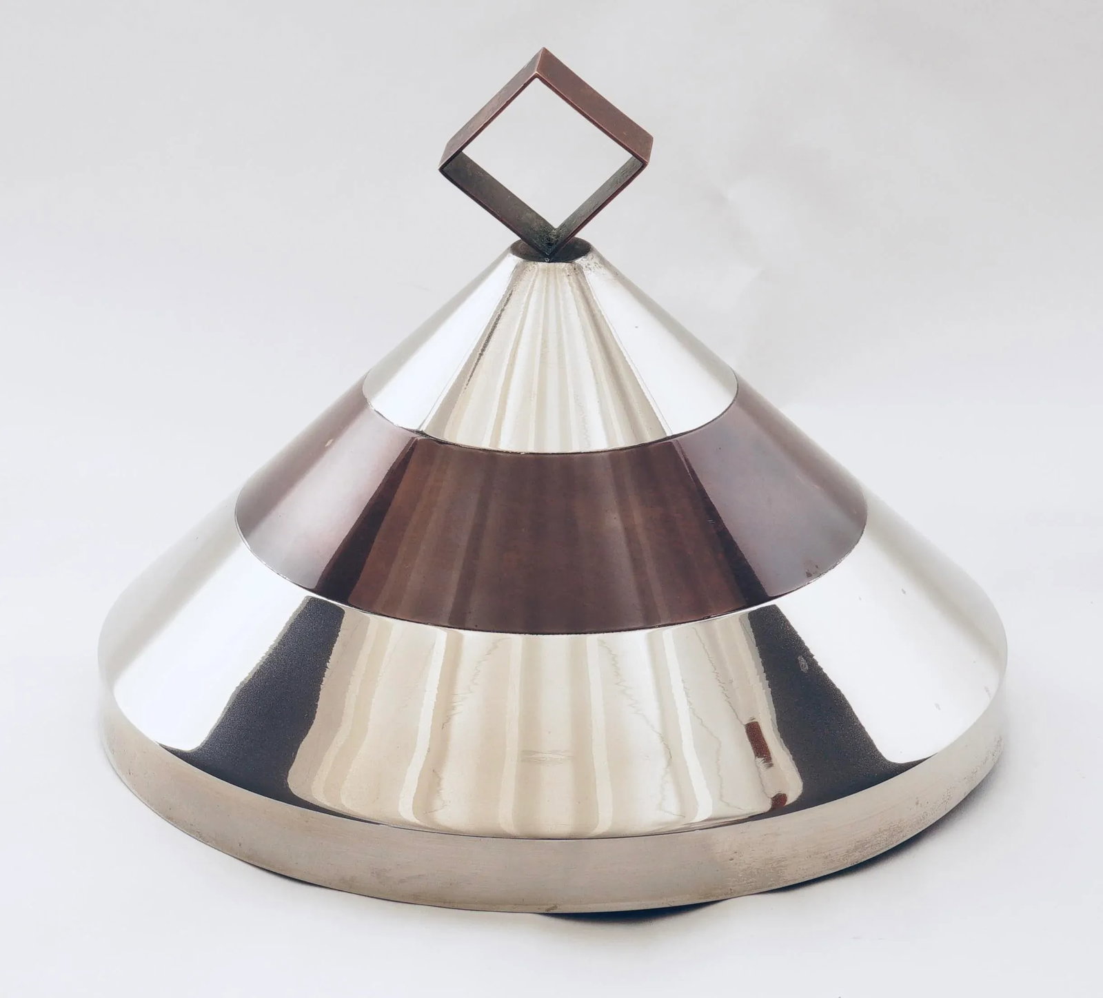 1970 Vintage Round Box in Glass Steel Gilded Brass Italian Design in the Style of Romeo Rega - 8