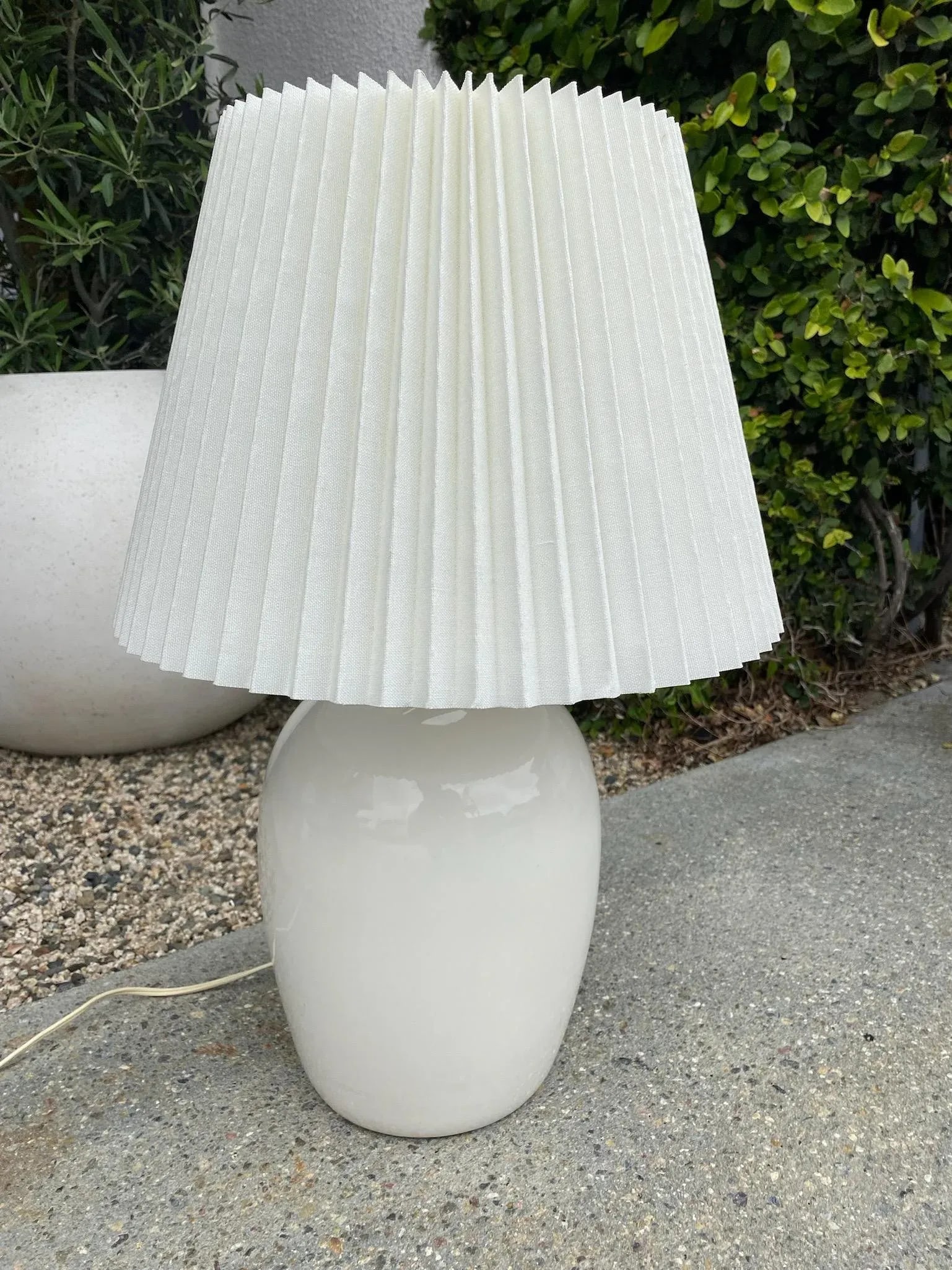 Vintage Ceramic Lamp With Pleated Shade - 11